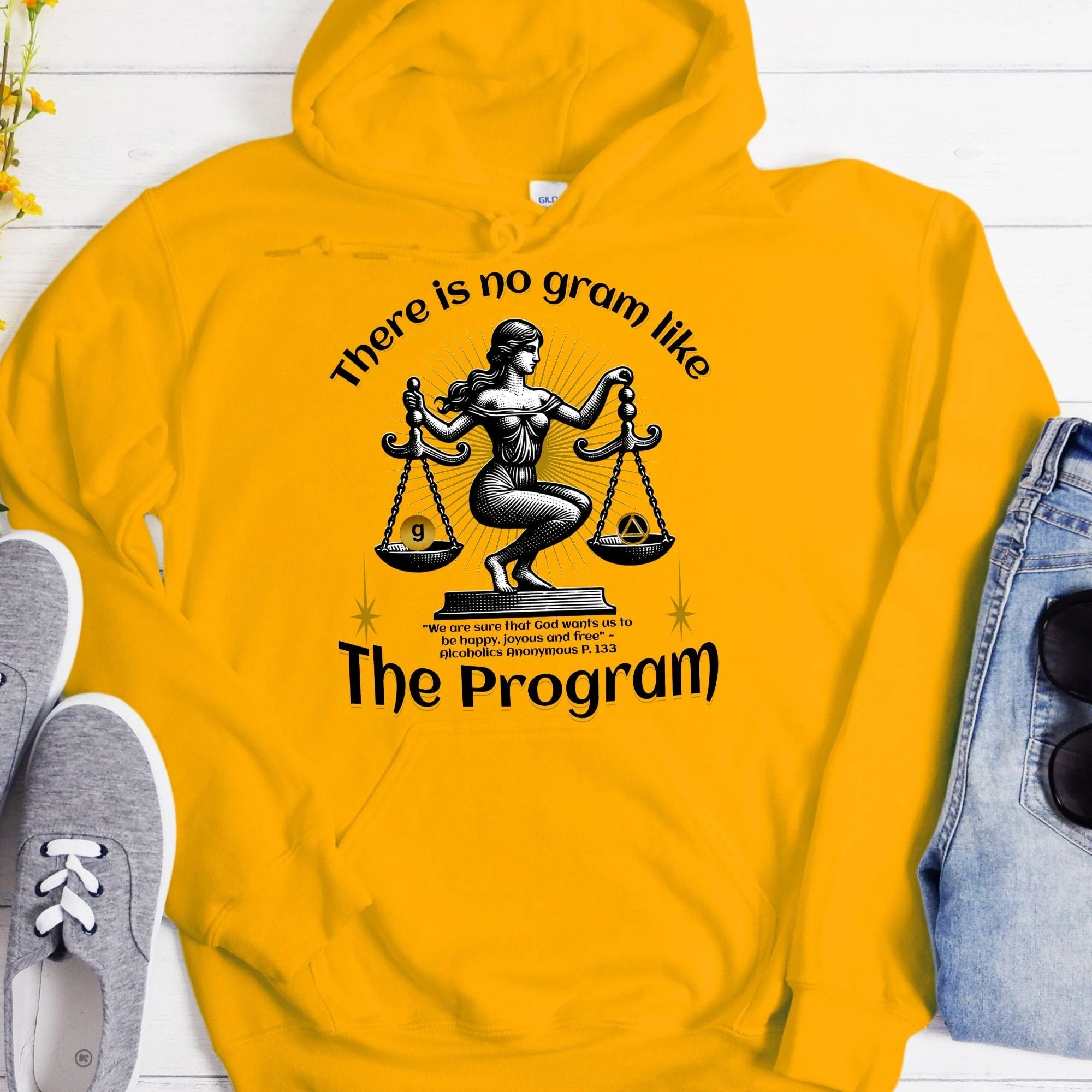 AA Recovery Hoodie | Inspiring Sobriety |  There's No Gram Like The Program - Image 5