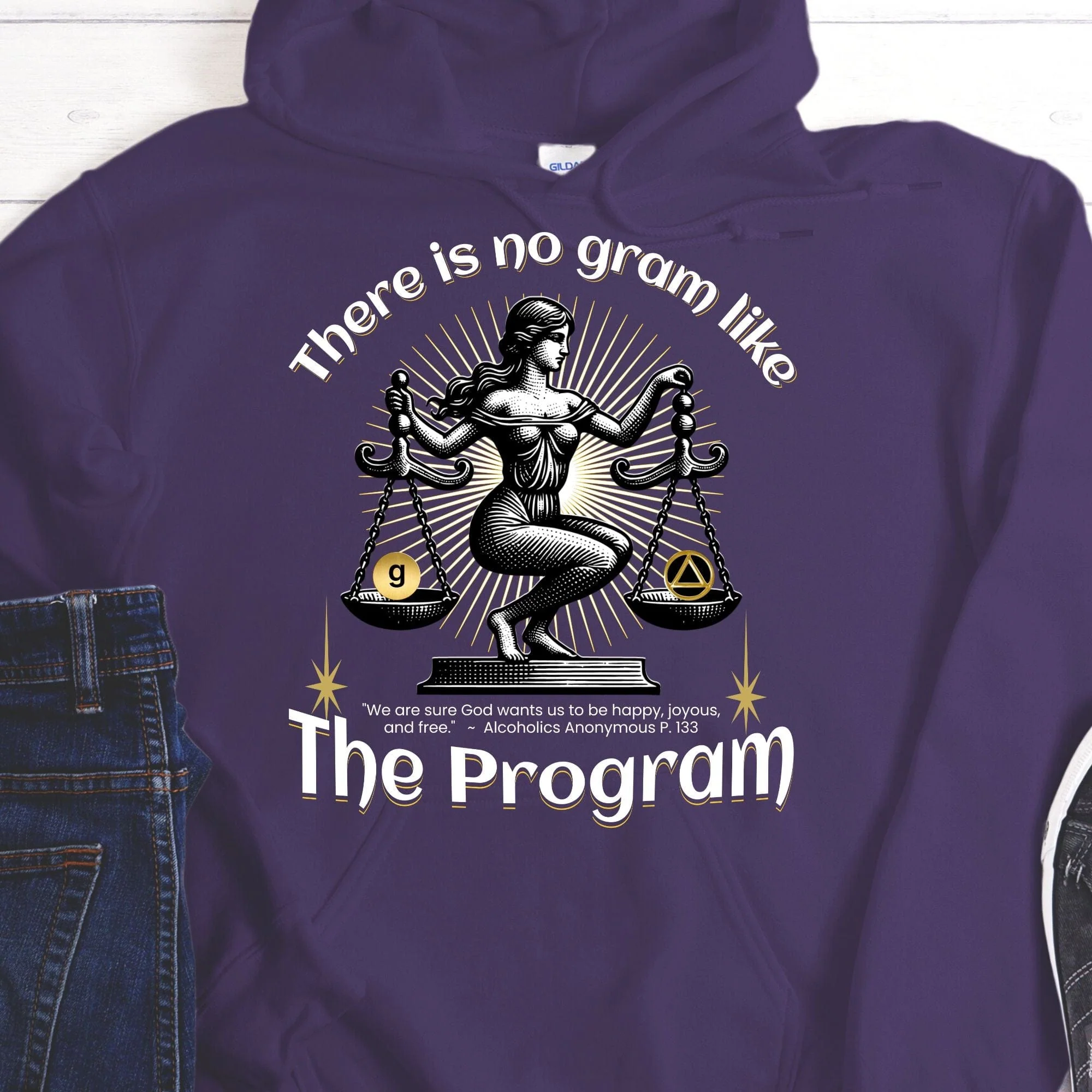 AA Recovery Hoodie | Inspiring Sobriety |  There's No Gram Like The Program - Image 8