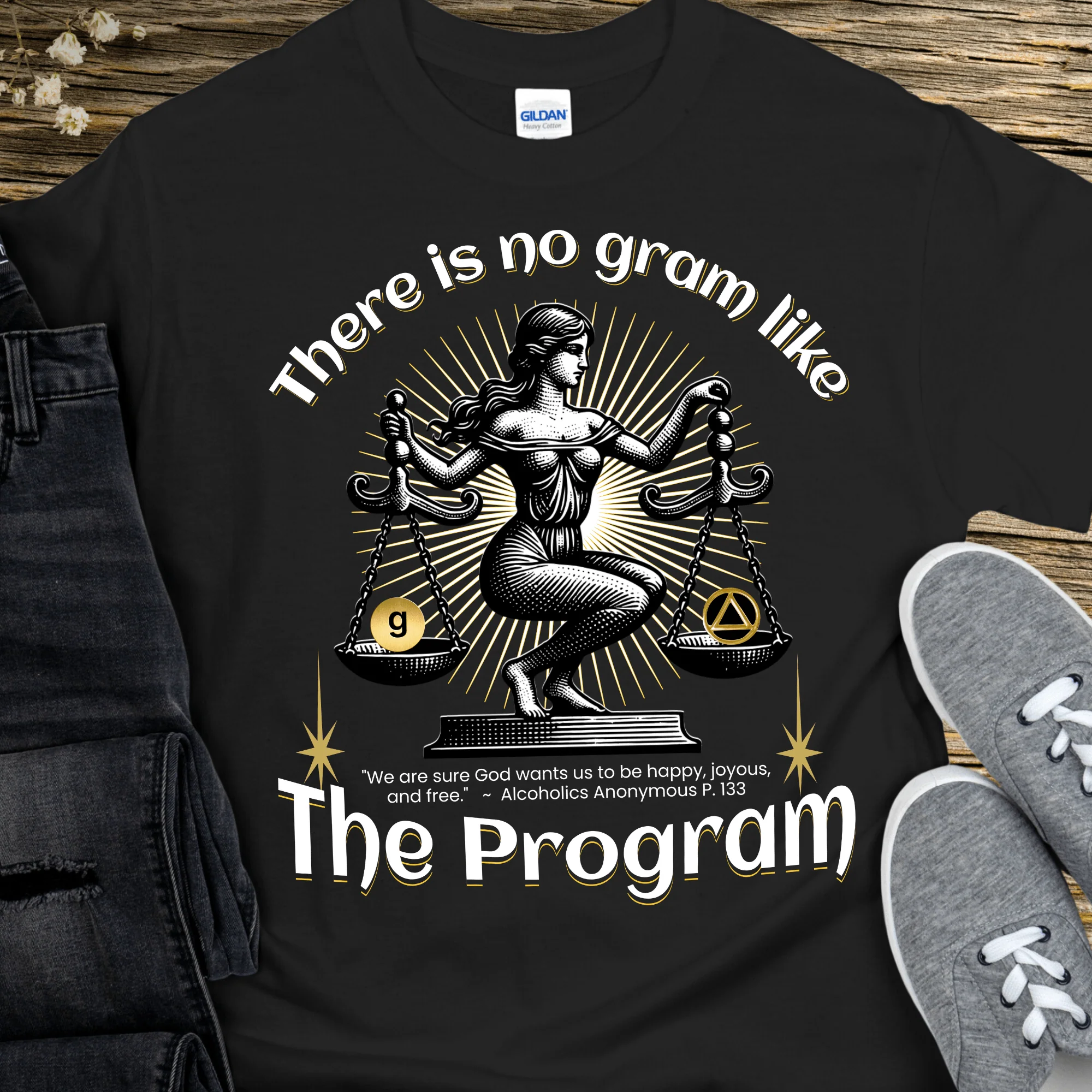 AA Recovery T-Shirt | Inspiring Sobriety |  There's No Gram Like The Program - Image 2