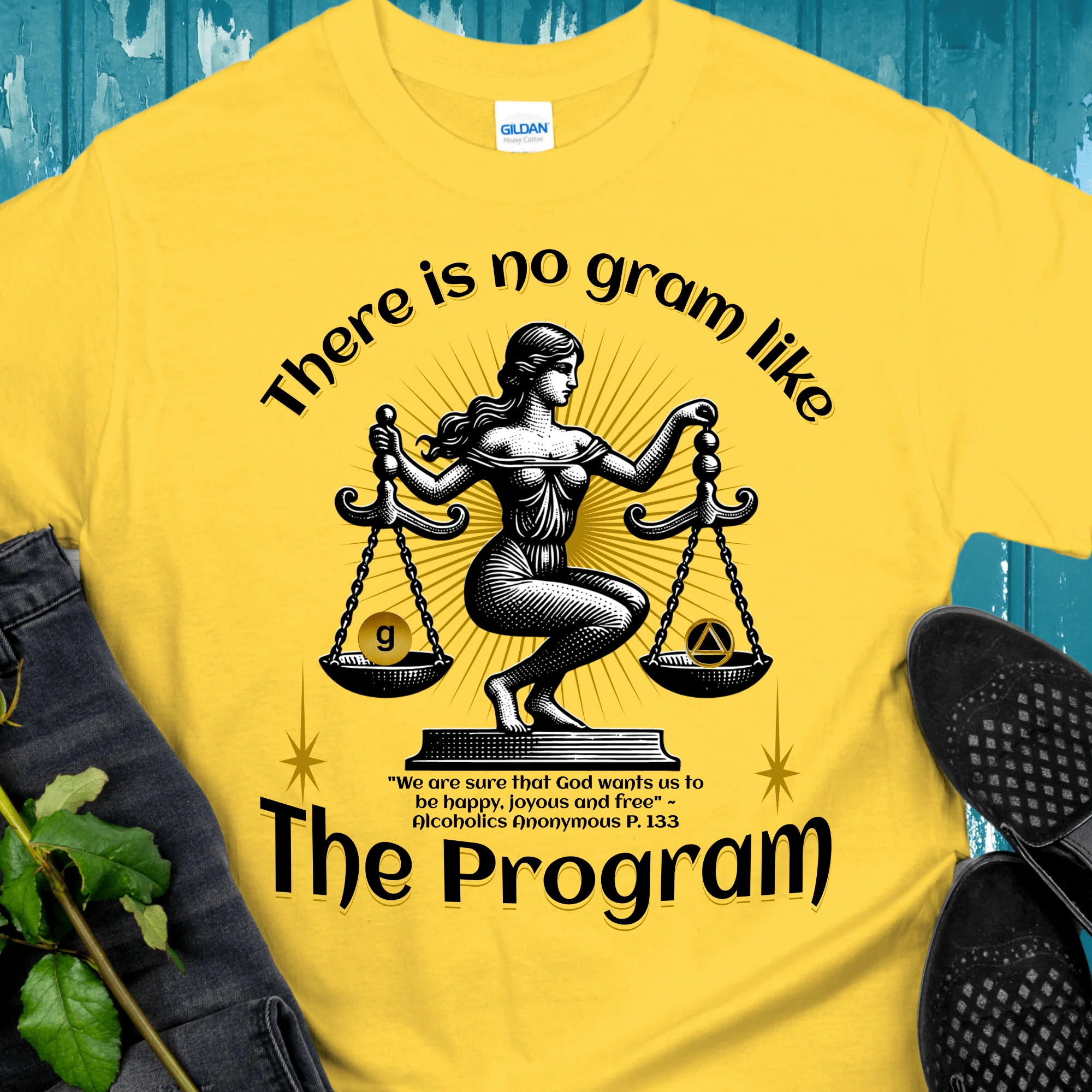 AA Recovery T-Shirt | Inspiring Sobriety |  There's No Gram Like The Program - Image 4