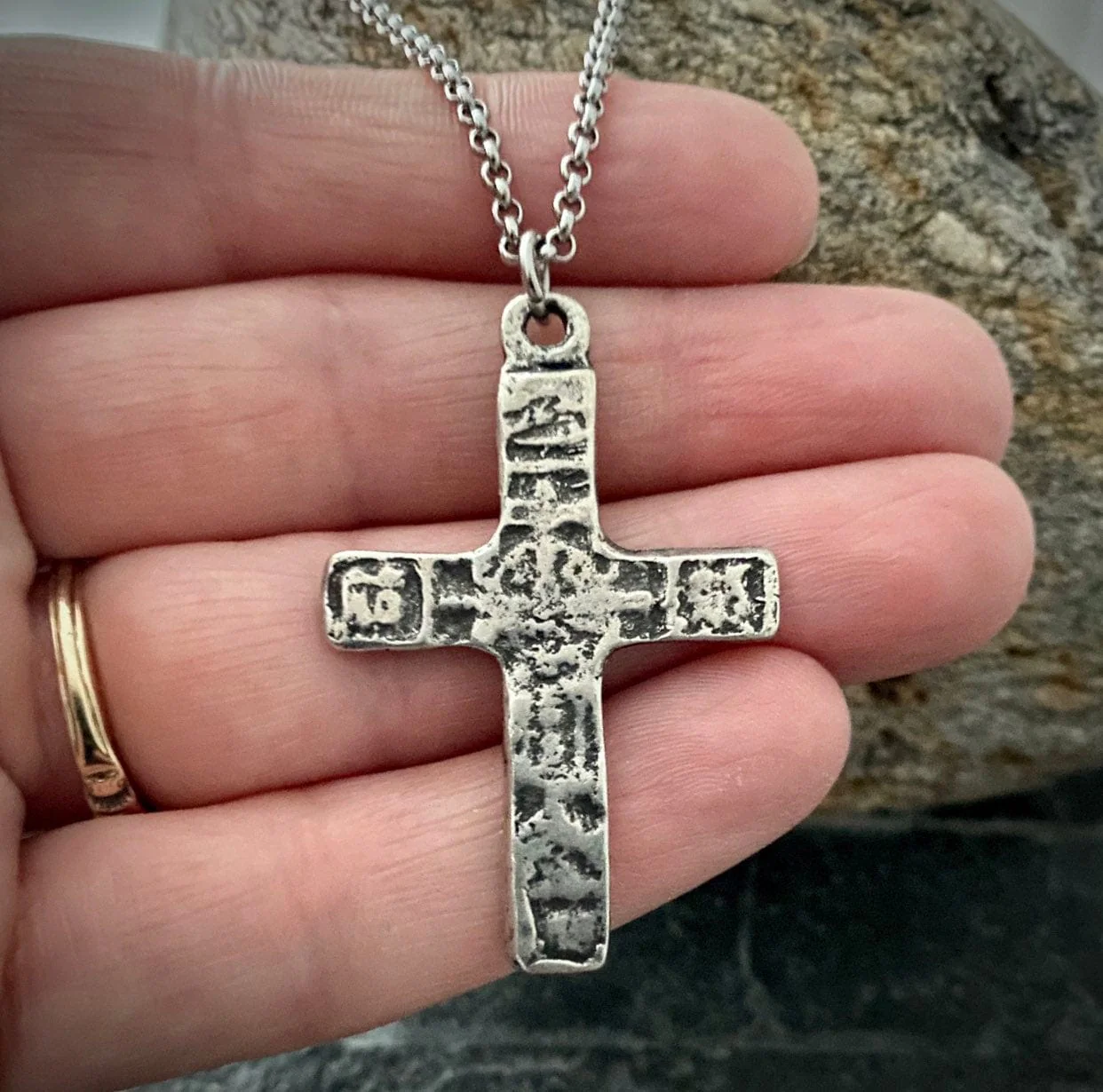 Ancient Medieval Pewter Cross Necklace | Inspiring Sobriety - Image 3
