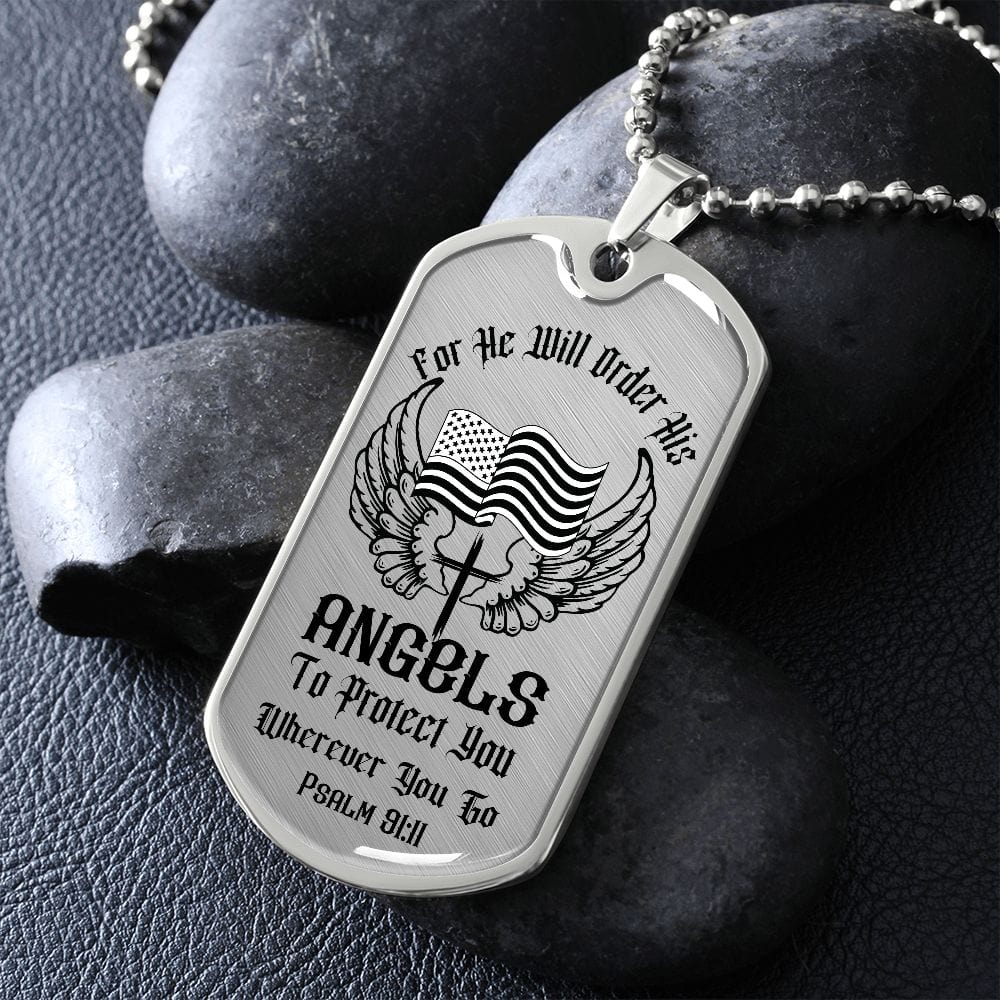 Custom Bible Verse Dog Tag | Inspiring Sobriety | Psalm 91:11 Dog Tag and Chain - Image 3