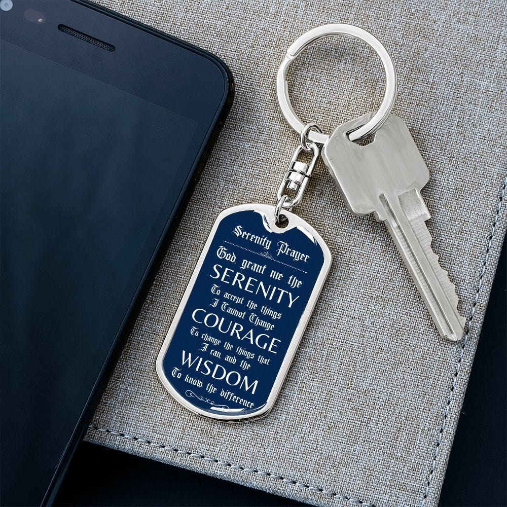 Custom Recovery Dog Tag Keychain | Inspiring Sobriety | The Serenity Prayer - Image 3