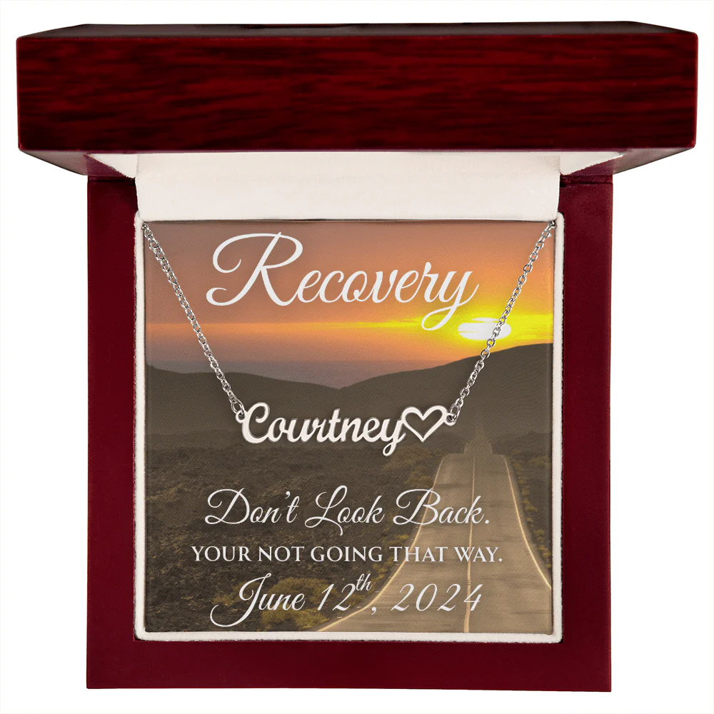 Custom Recovery Name Necklace |  Inspiring Sobriety | Don't Look Back, You're Not Going That Way - Image 6