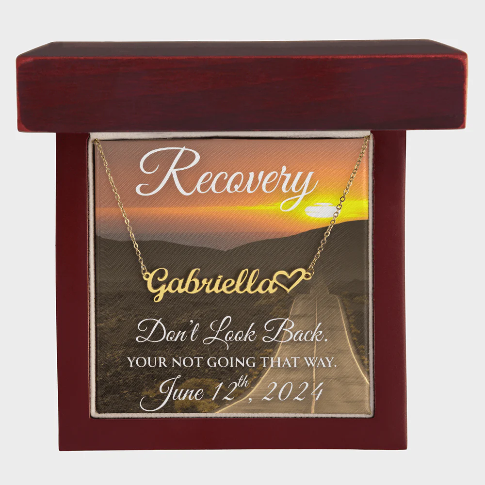 Custom Recovery Name Necklace |  Inspiring Sobriety | Don't Look Back, You're Not Going That Way - Image 7