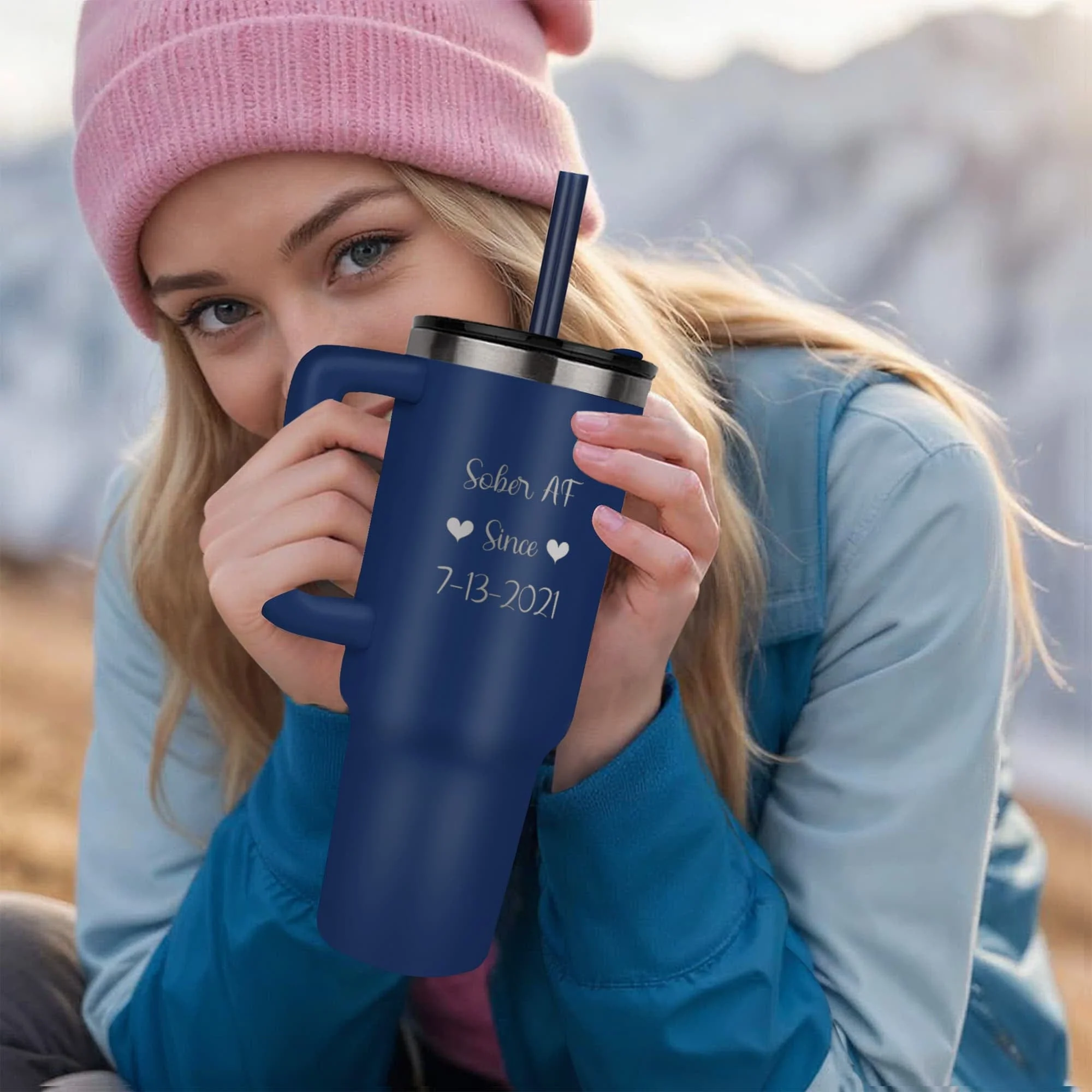 Custom Recovery SS Tumbler | Inspiring Sobriety | Sober AF Since - Image 13