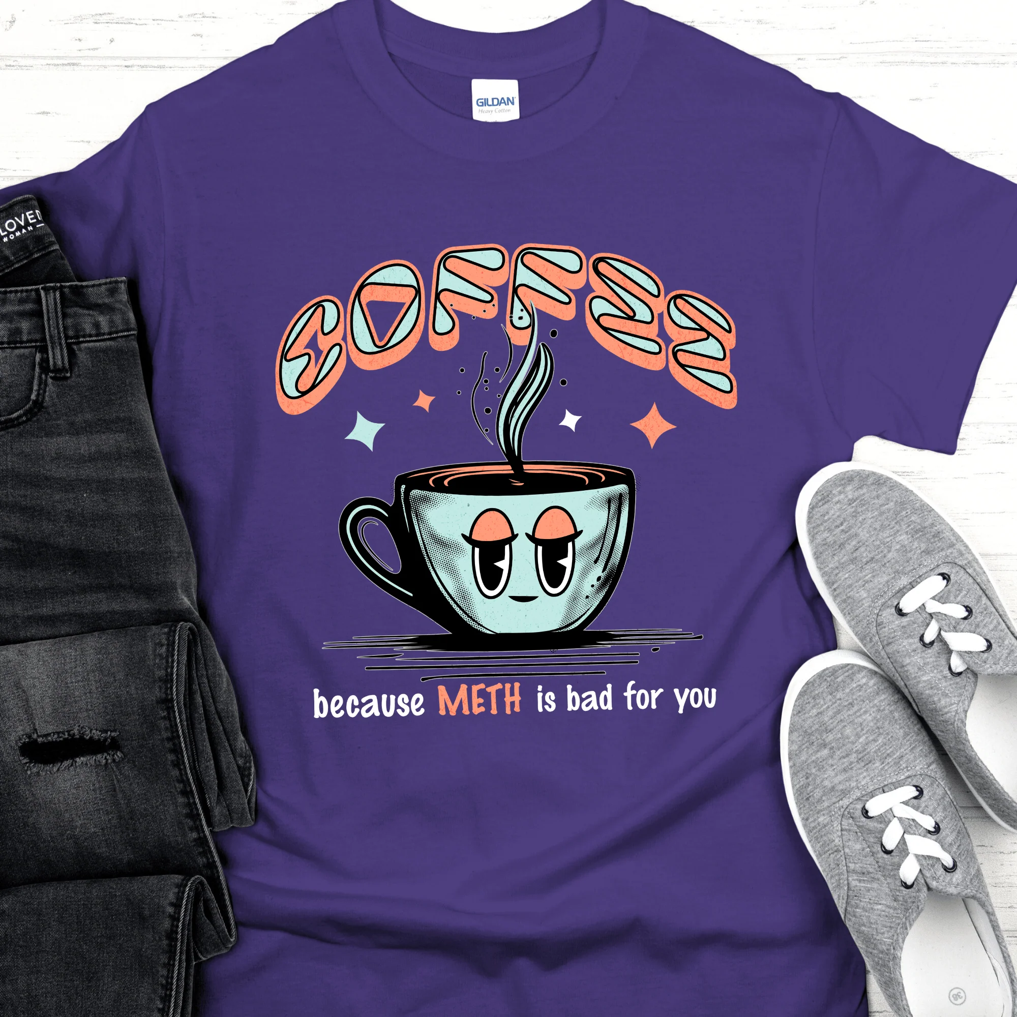 Custom Recovery T-Shirt | Inspiring Sobriety |  Coffee Because (DOC) Is Bad For You - Image 4