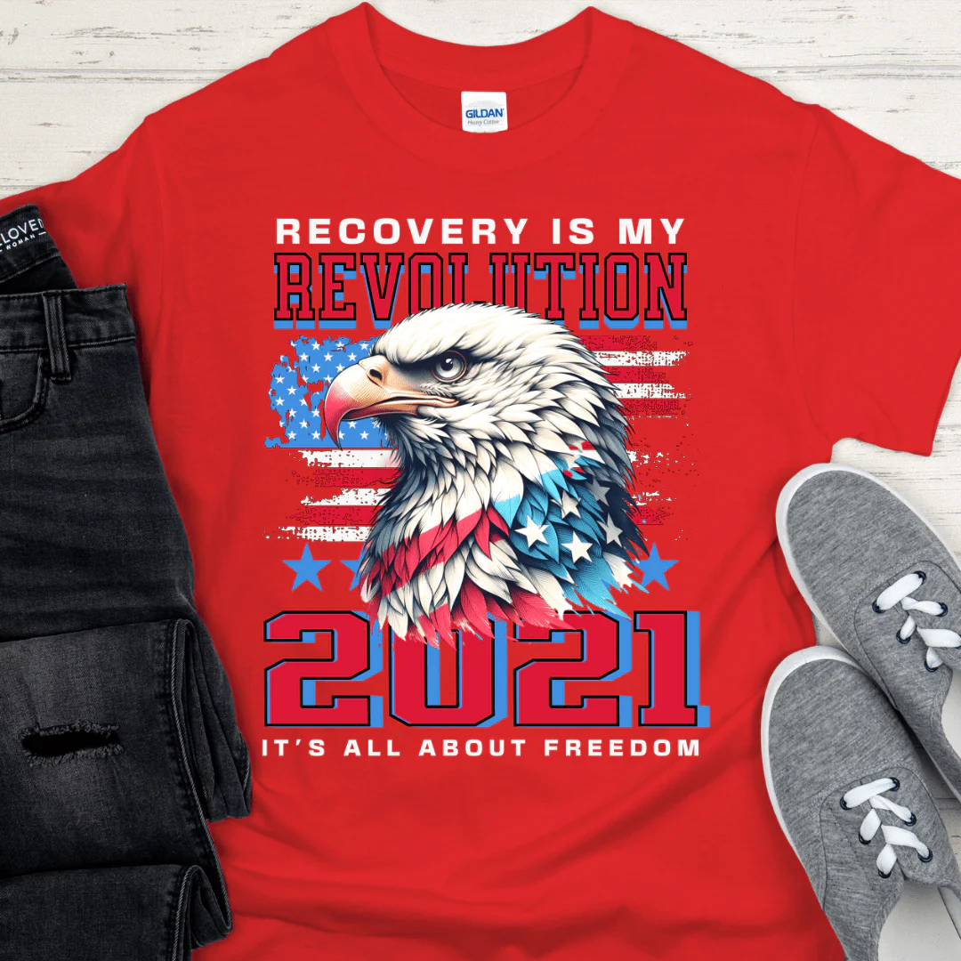 Custom Recovery T-Shirt | Inspiring Sobriety |  Recovery Is My Revolution - Image 2