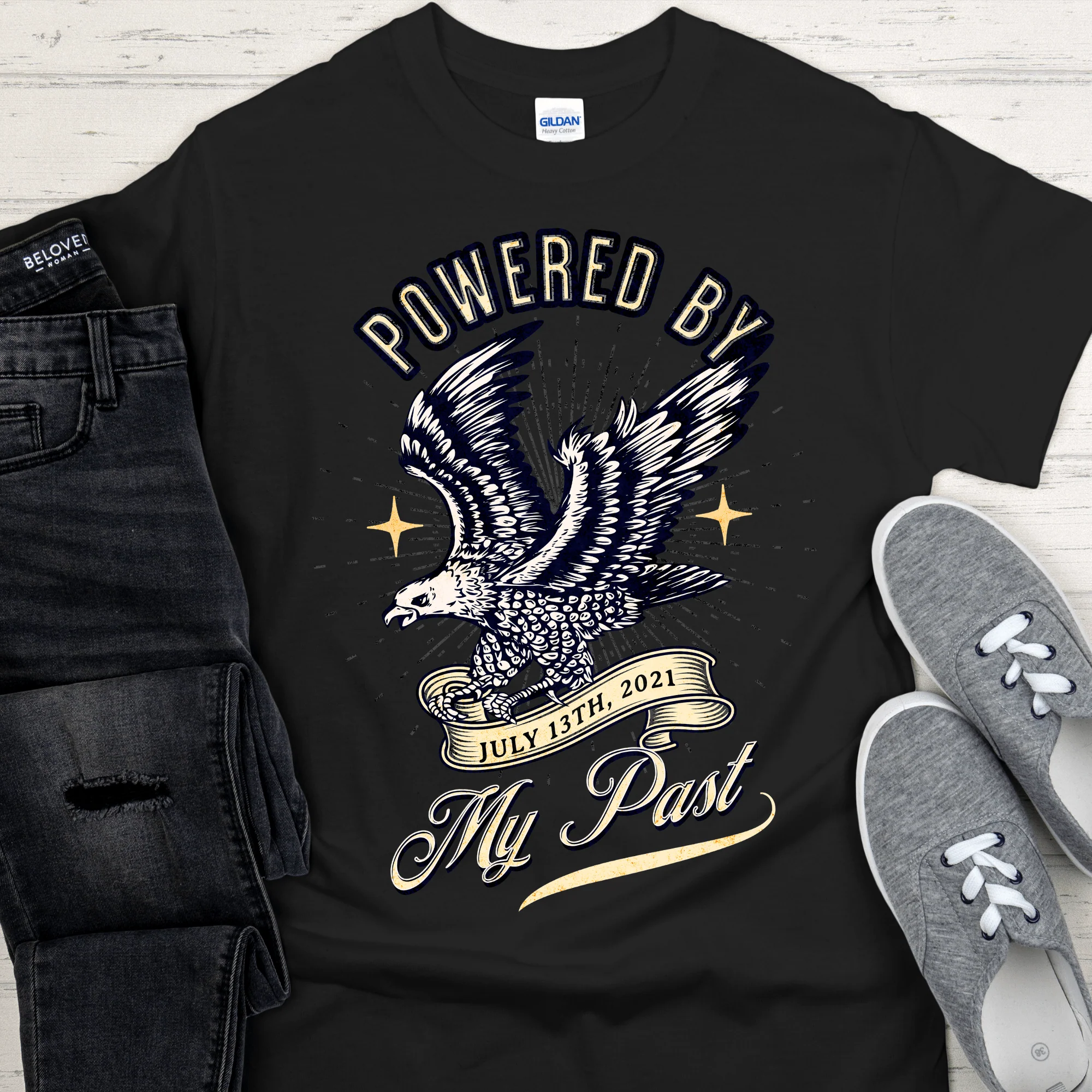 Custom Recovery T-Shirt | Inspiring Sobriety |  Powered By My Past - Image 2