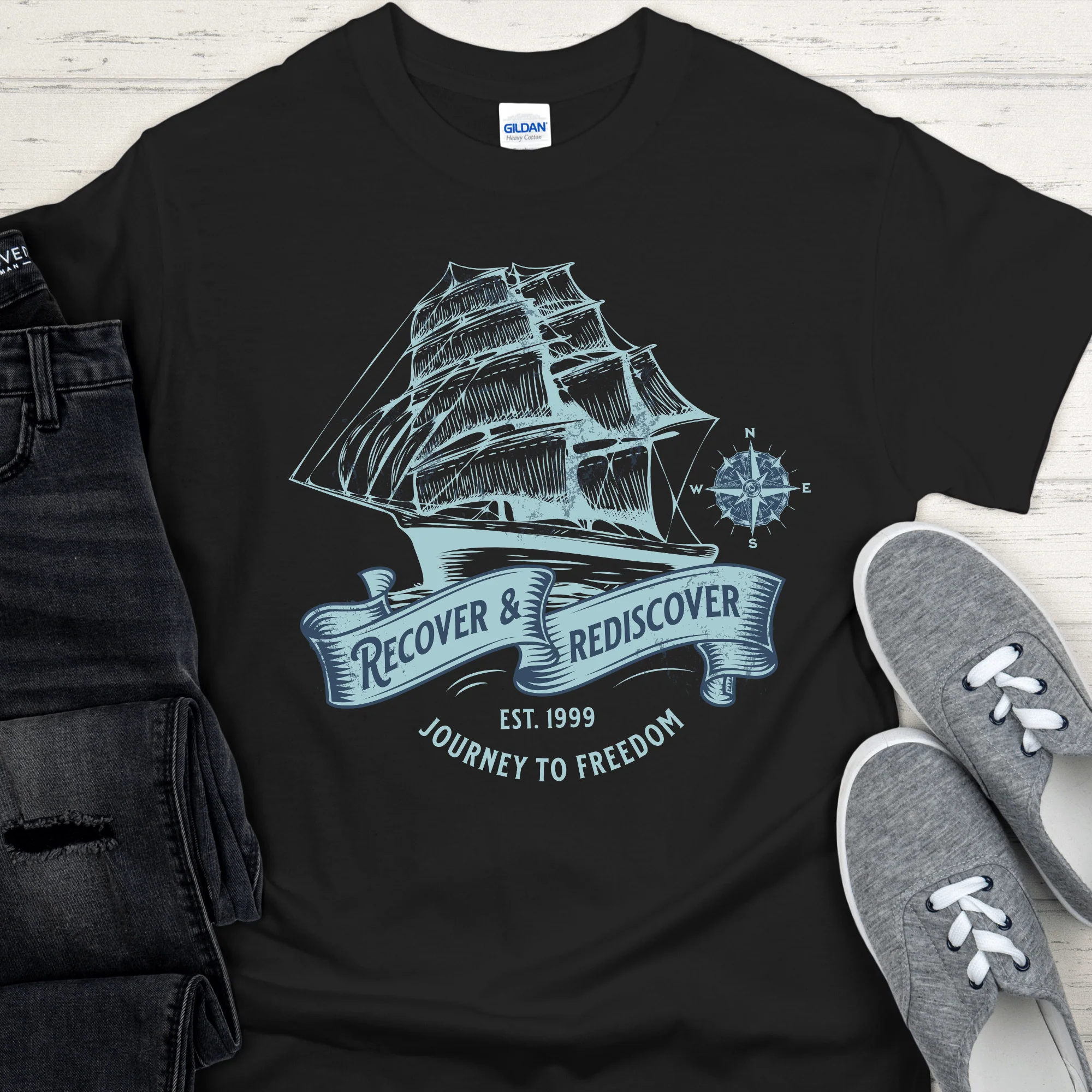 Custom Recovery T-Shirt | Inspiring Sobriety | Recover and Rediscover - Image 2
