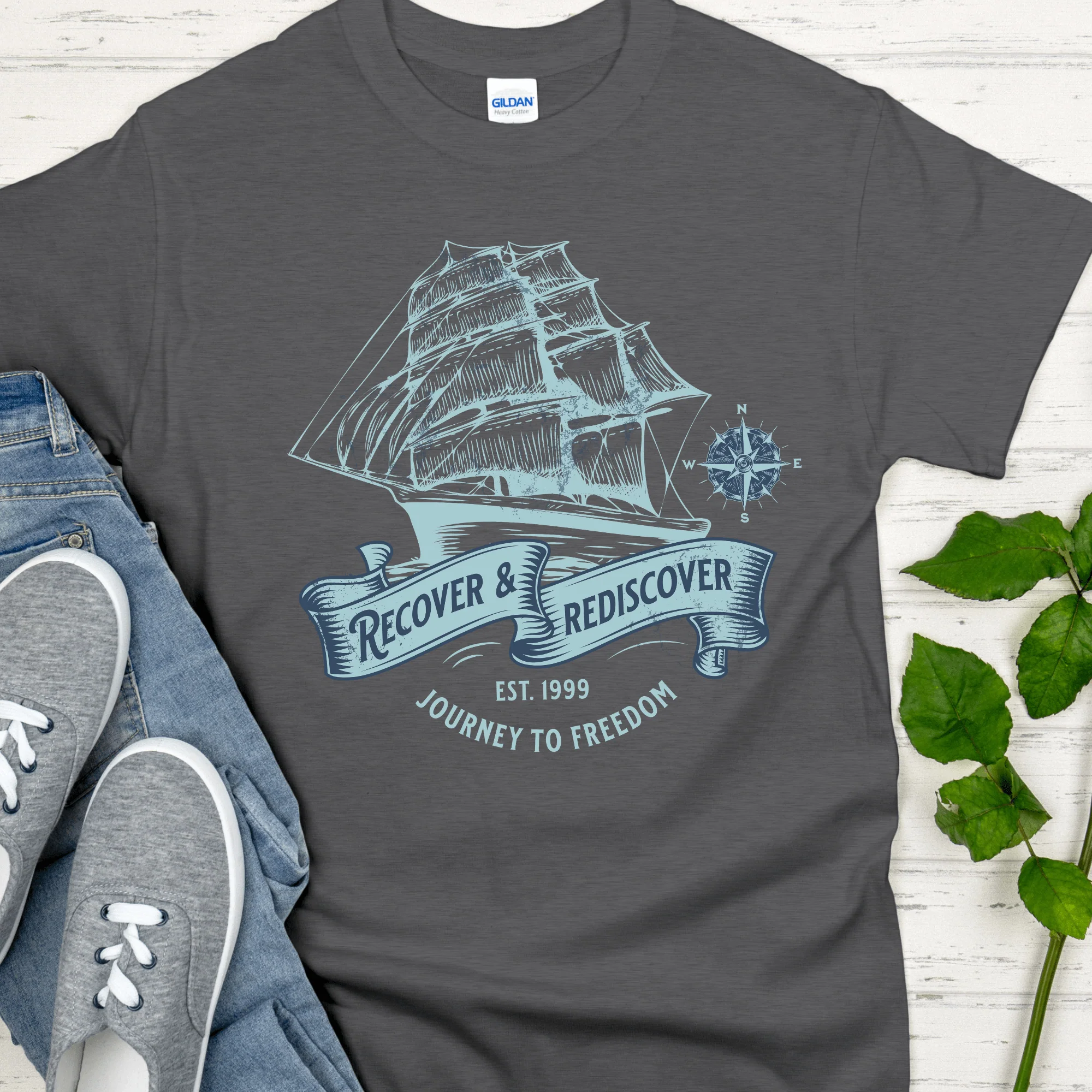 Custom Recovery T-Shirt | Inspiring Sobriety | Recover and Rediscover - Image 3