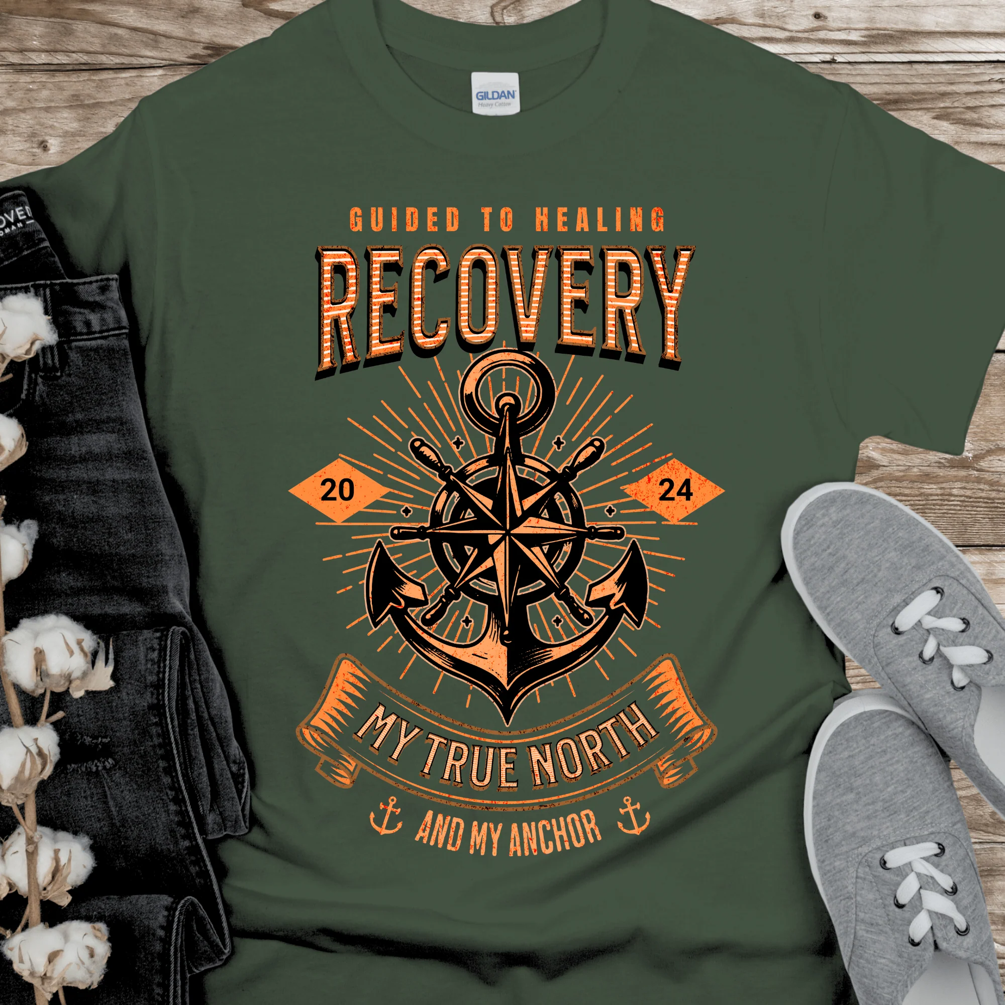 Custom Recovery T-Shirt | Inspiring Sobriety |   Recovery - My True North - Image 2