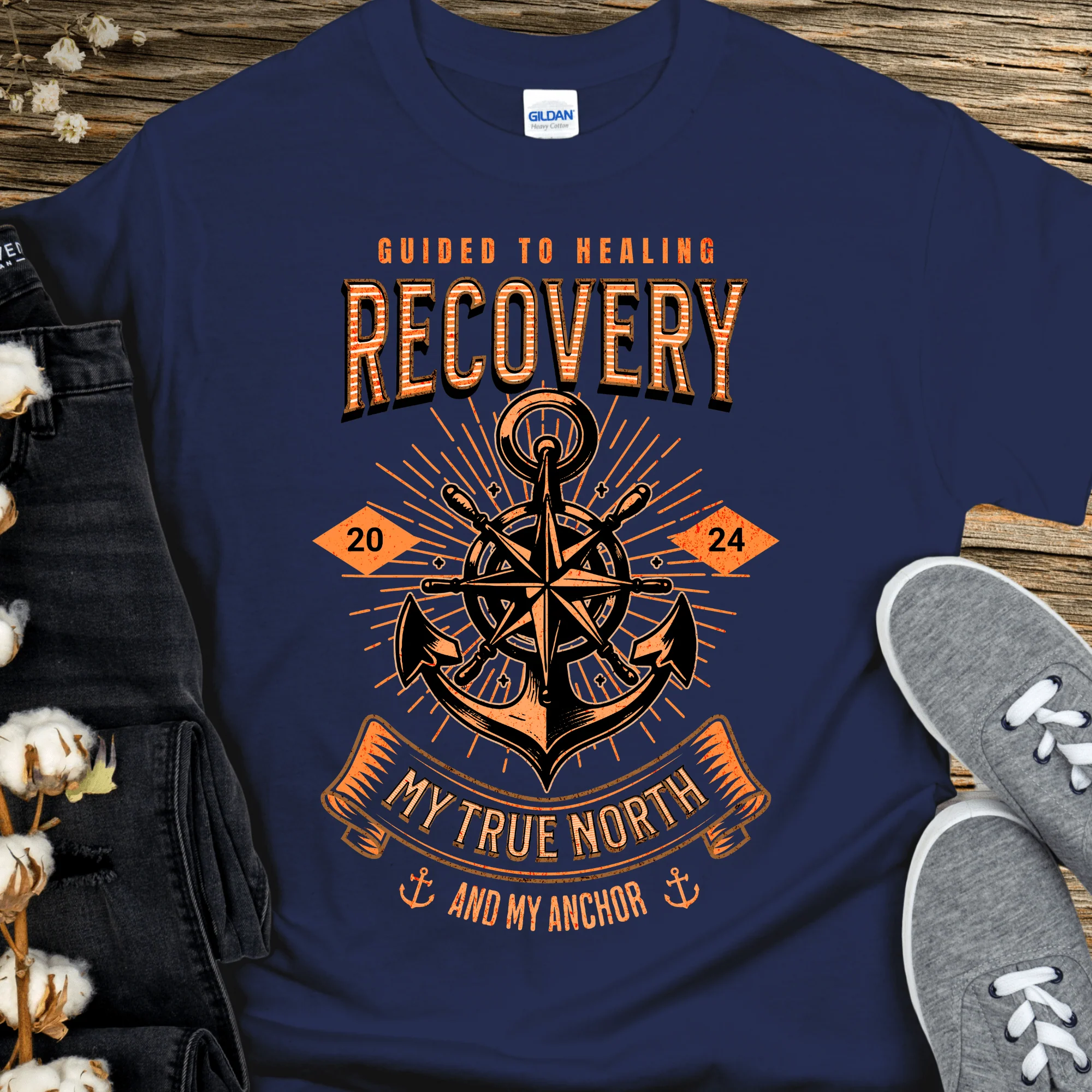 Custom Recovery T-Shirt | Inspiring Sobriety |   Recovery - My True North - Image 3
