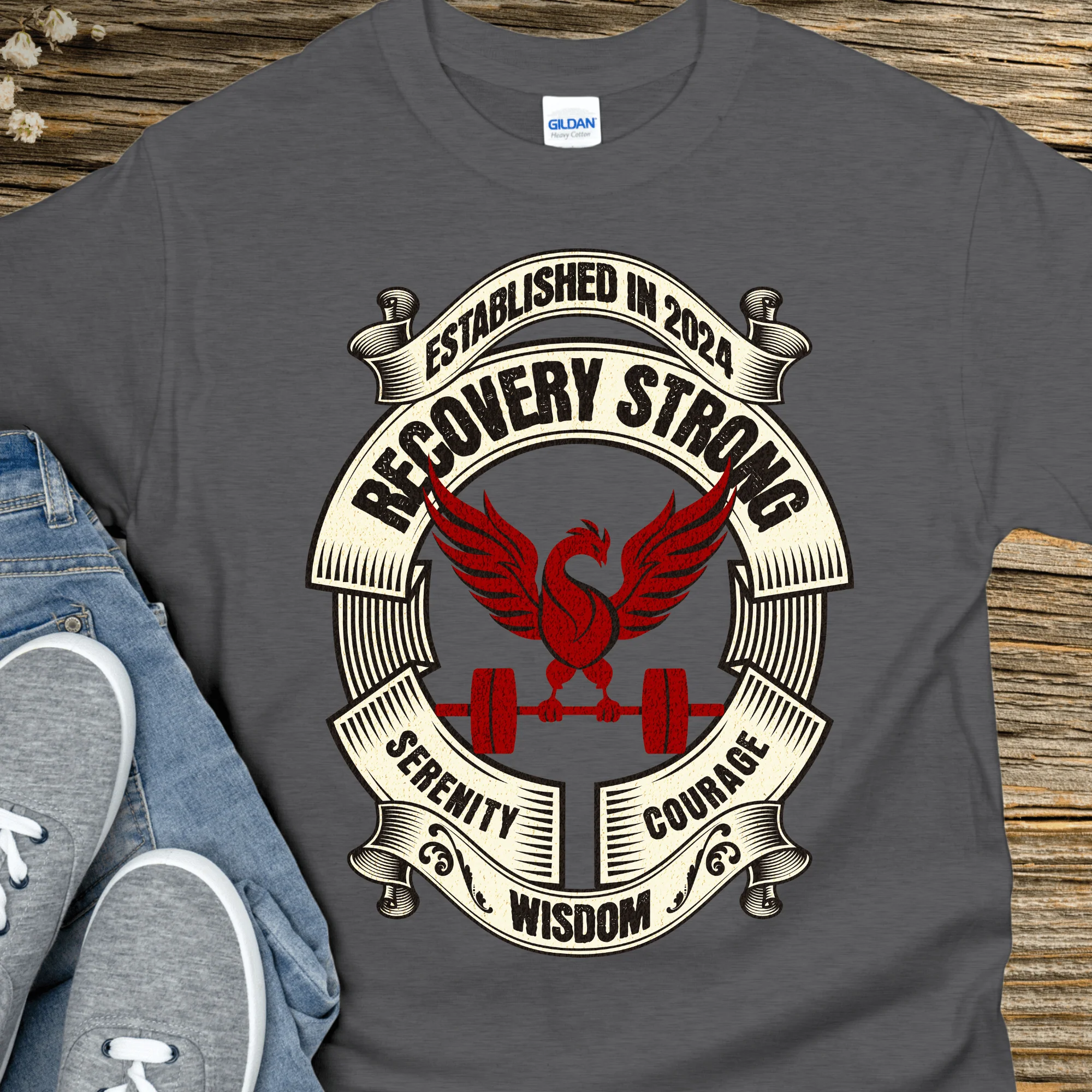 Custom Recovery T-Shirt | Inspiring Sobriety |  Recovery Strong (Phoenix) - Image 2