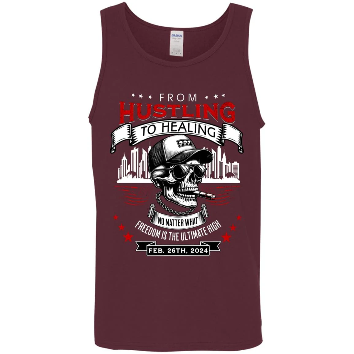 Custom Recovery Unisex Tank | Inspiring Sobriety |  From Hustlin' To Healing - Image 3