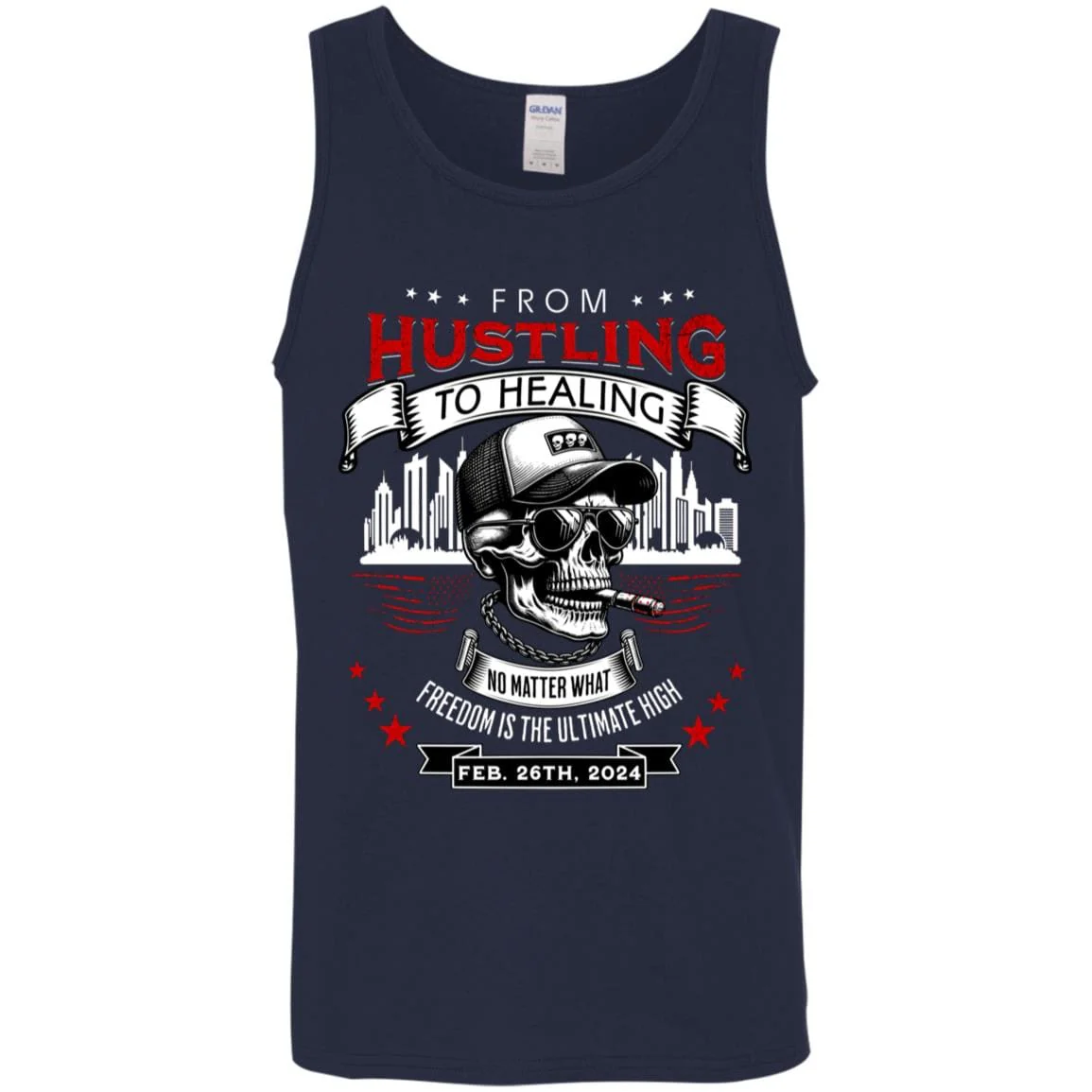 Custom Recovery Unisex Tank | Inspiring Sobriety |  From Hustlin' To Healing - Image 4