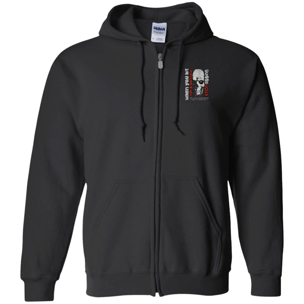 Custom Recovery Zip Hoodie | Inspiring Sobriety |  When You Hit Rock Bottom, Stop Digging - Image 2