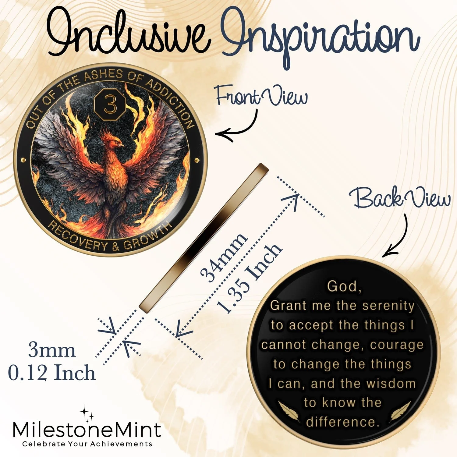 Recovery Medallion Coin I Inspiring Sobriety I The Phoenix - Image 30