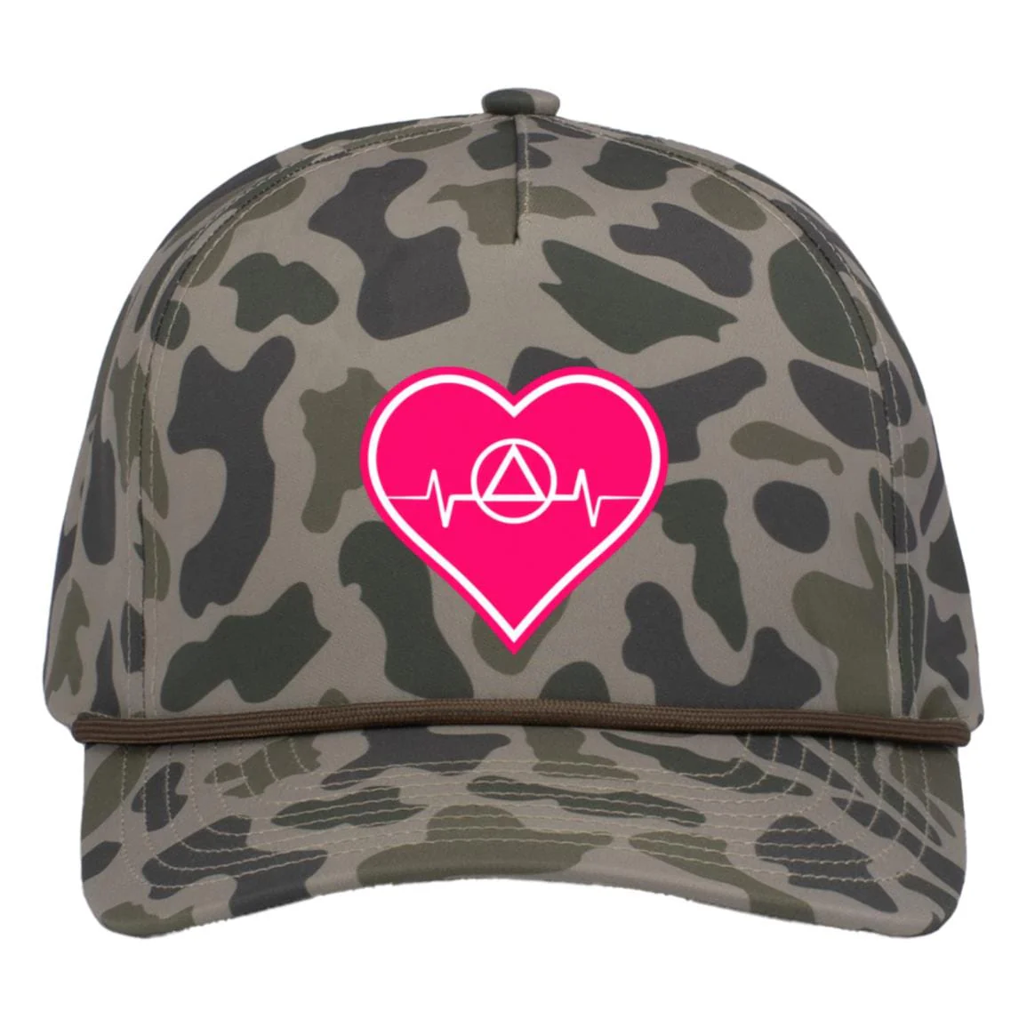 Recovery Camo Trucker Hat | Inspiring Sobriety | AA Symbol Heartbeat - Image 4