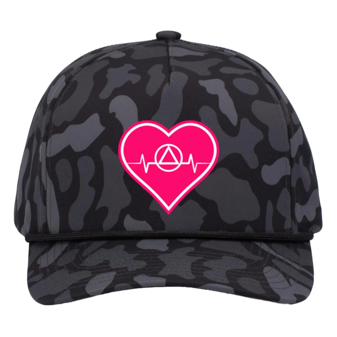 Recovery Camo Trucker Hat | Inspiring Sobriety | AA Symbol Heartbeat - Image 5