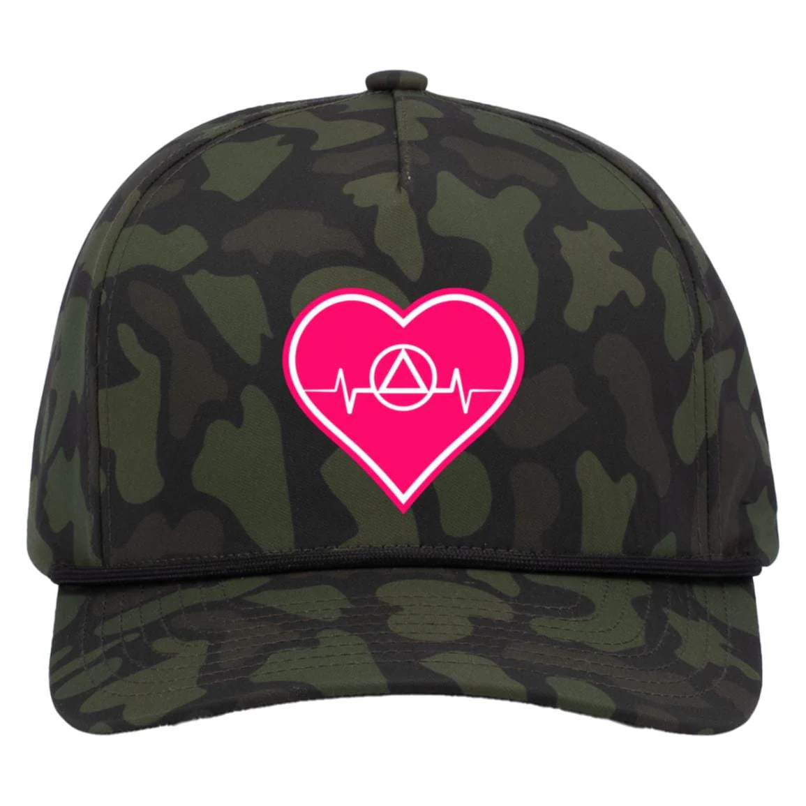 Recovery Camo Trucker Hat | Inspiring Sobriety | AA Symbol Heartbeat - Image 6
