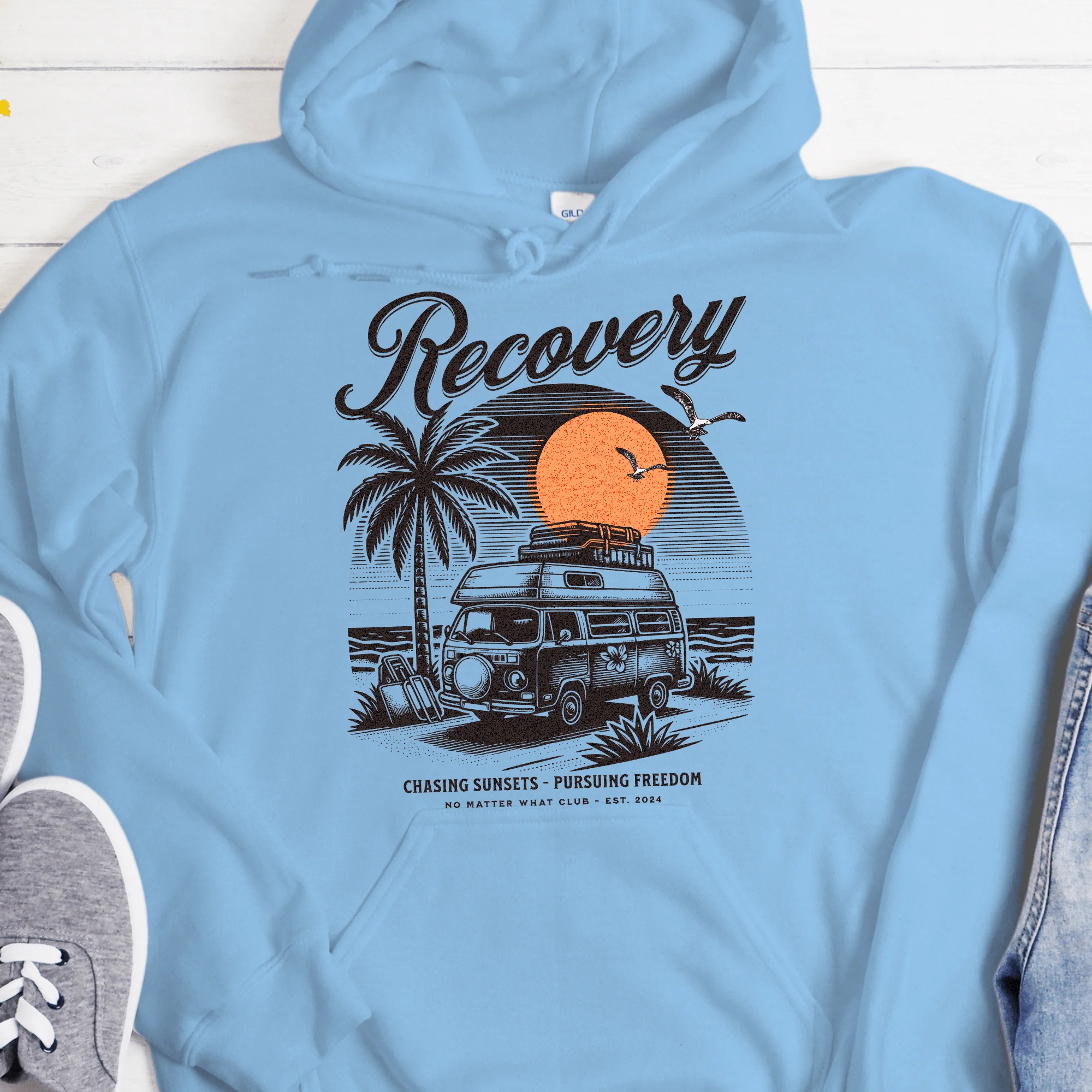 Custom Recovery Hoodie | Inspiring Sobriety |  Chasing Sunsets, Pursuing Freedom - Image 3
