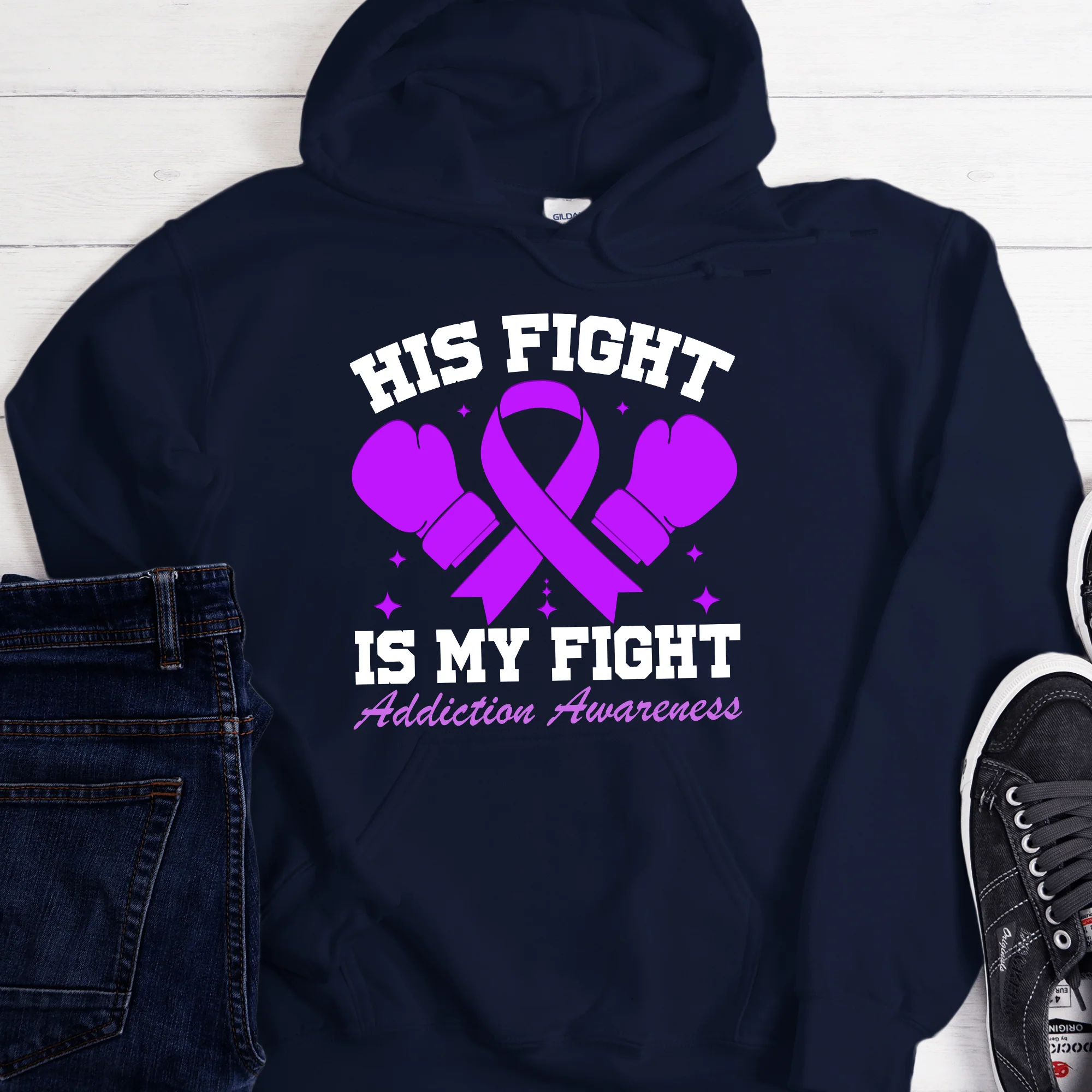 Custom Recovery Hoodie | Inspiring Sobriety |  His Fight Is My Fight - Image 3