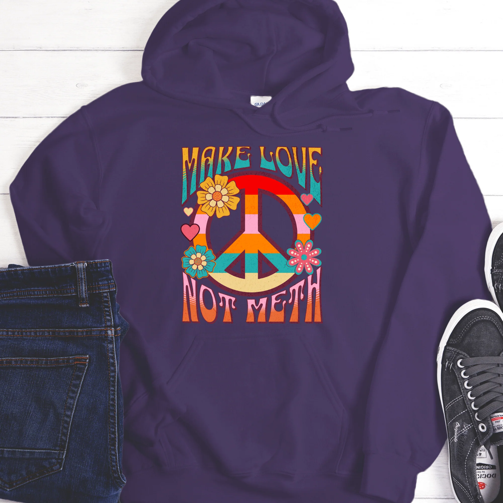 Recovery Hoodie | Inspiring Sobriety | Make Love Not Meth (Retro) - Image 4