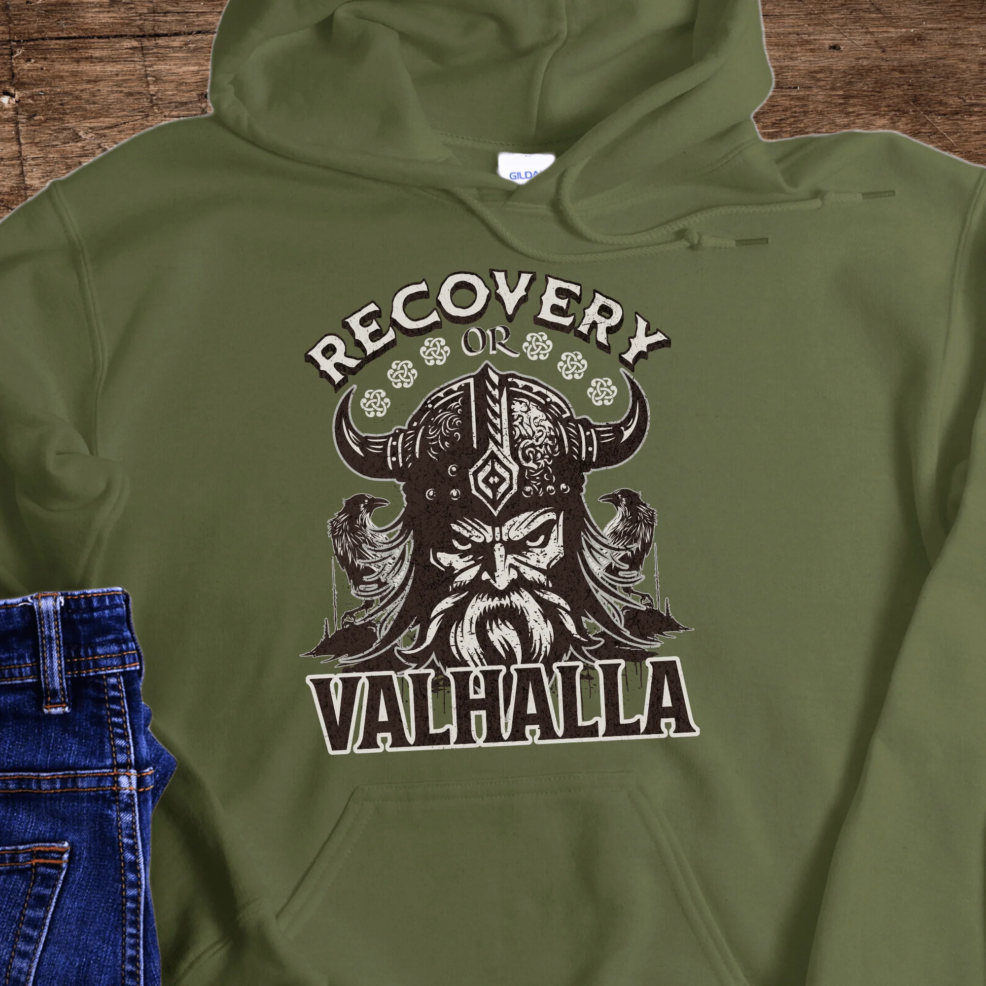 Recovery Hoodie | Inspiring Sobriety |  Recovery or Valhalla - Image 3
