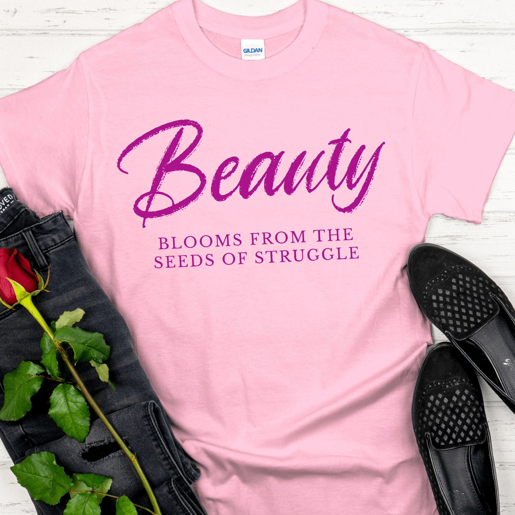 Recovery T-Shirt | Inspiring Sobriety |  Beauty Blooms From The Seeds of Struggle - Image 2