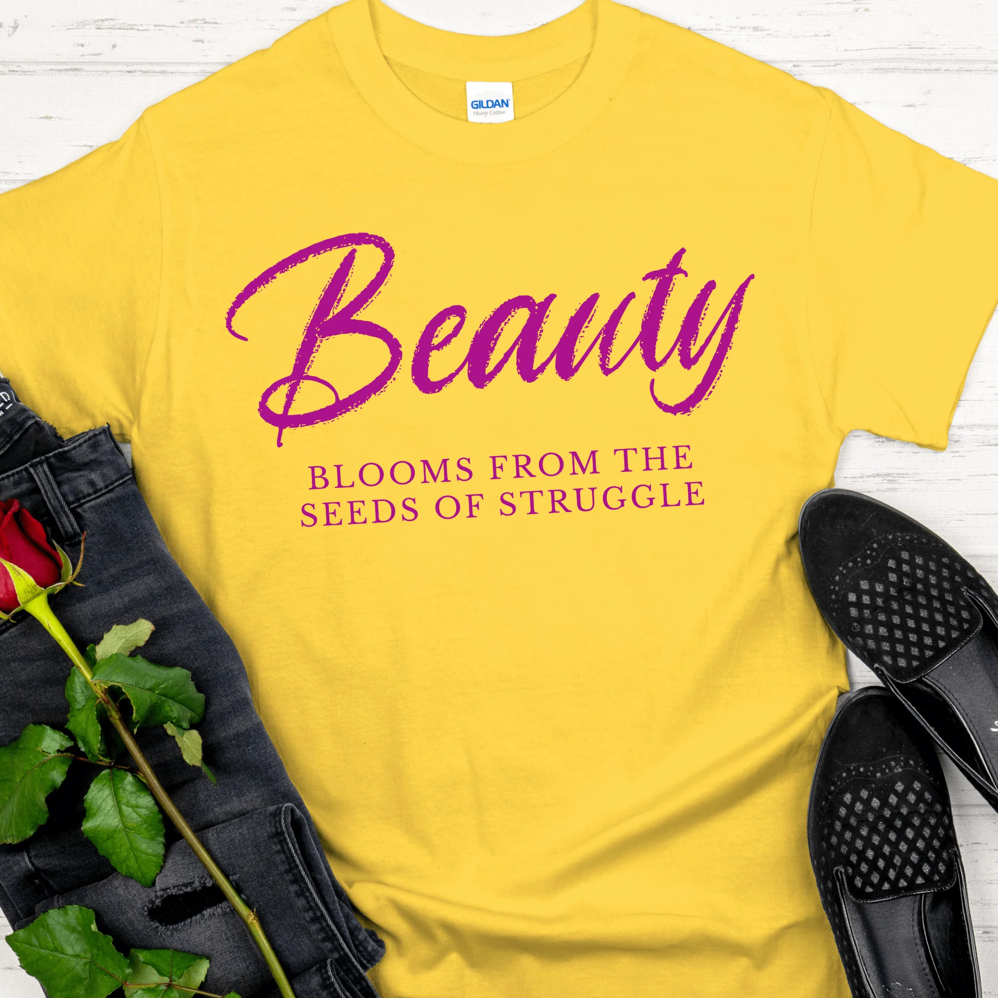Recovery T-Shirt | Inspiring Sobriety |  Beauty Blooms From The Seeds of Struggle - Image 3
