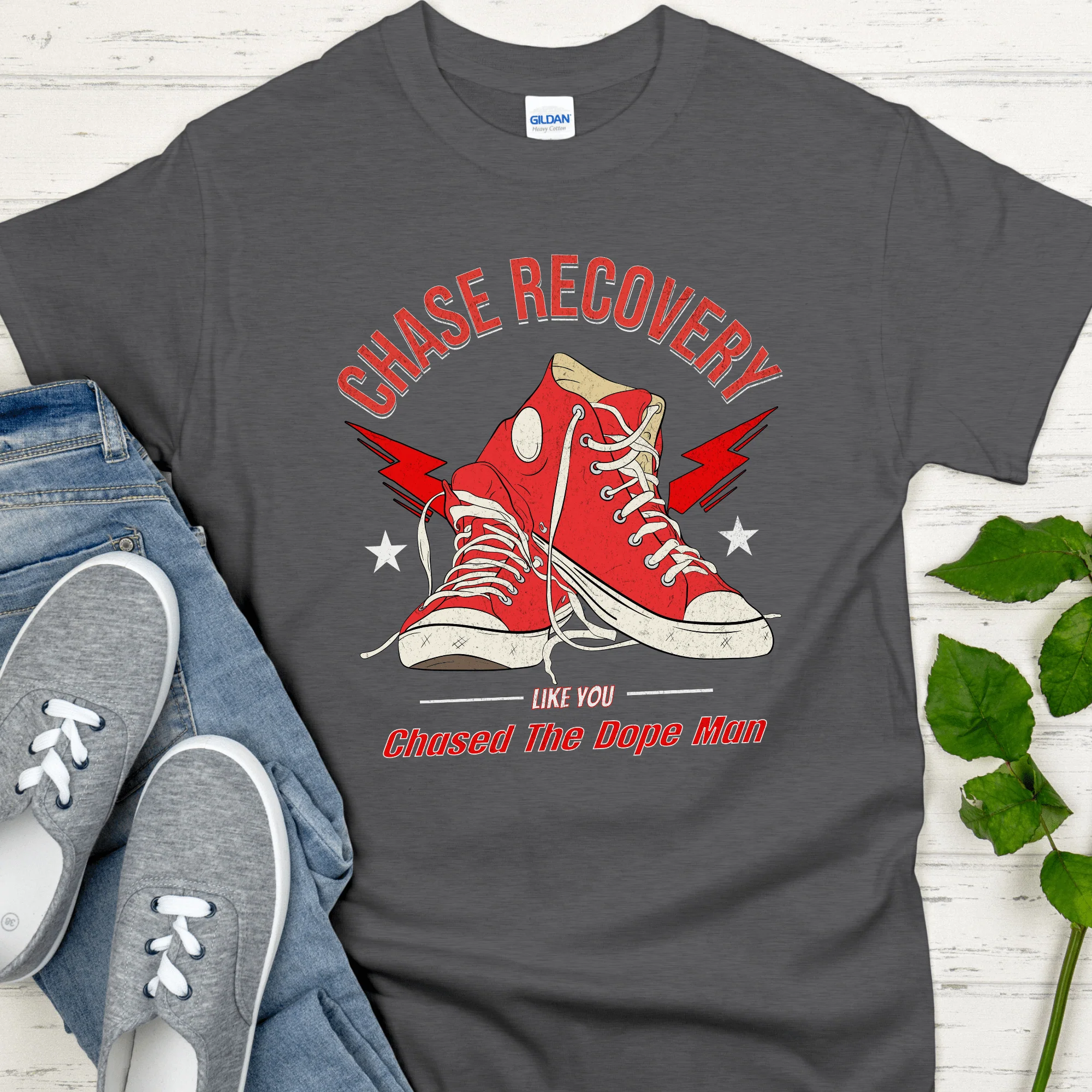 Recovery T-Shirt | Inspiring Sobriety |  Chase Recovery Like You Chased The Dope Man - Image 2