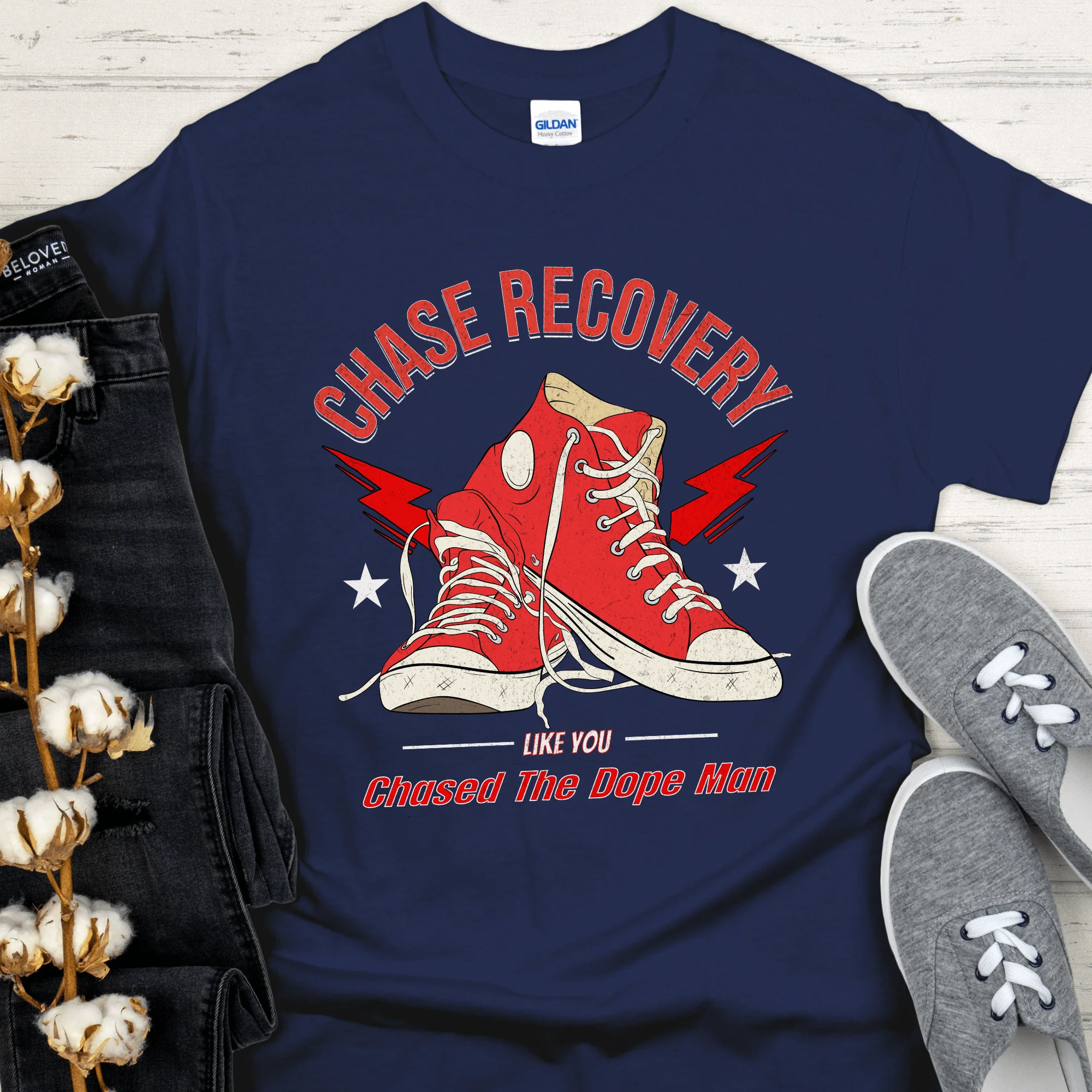 Recovery T-Shirt | Inspiring Sobriety |  Chase Recovery Like You Chased The Dope Man - Image 3