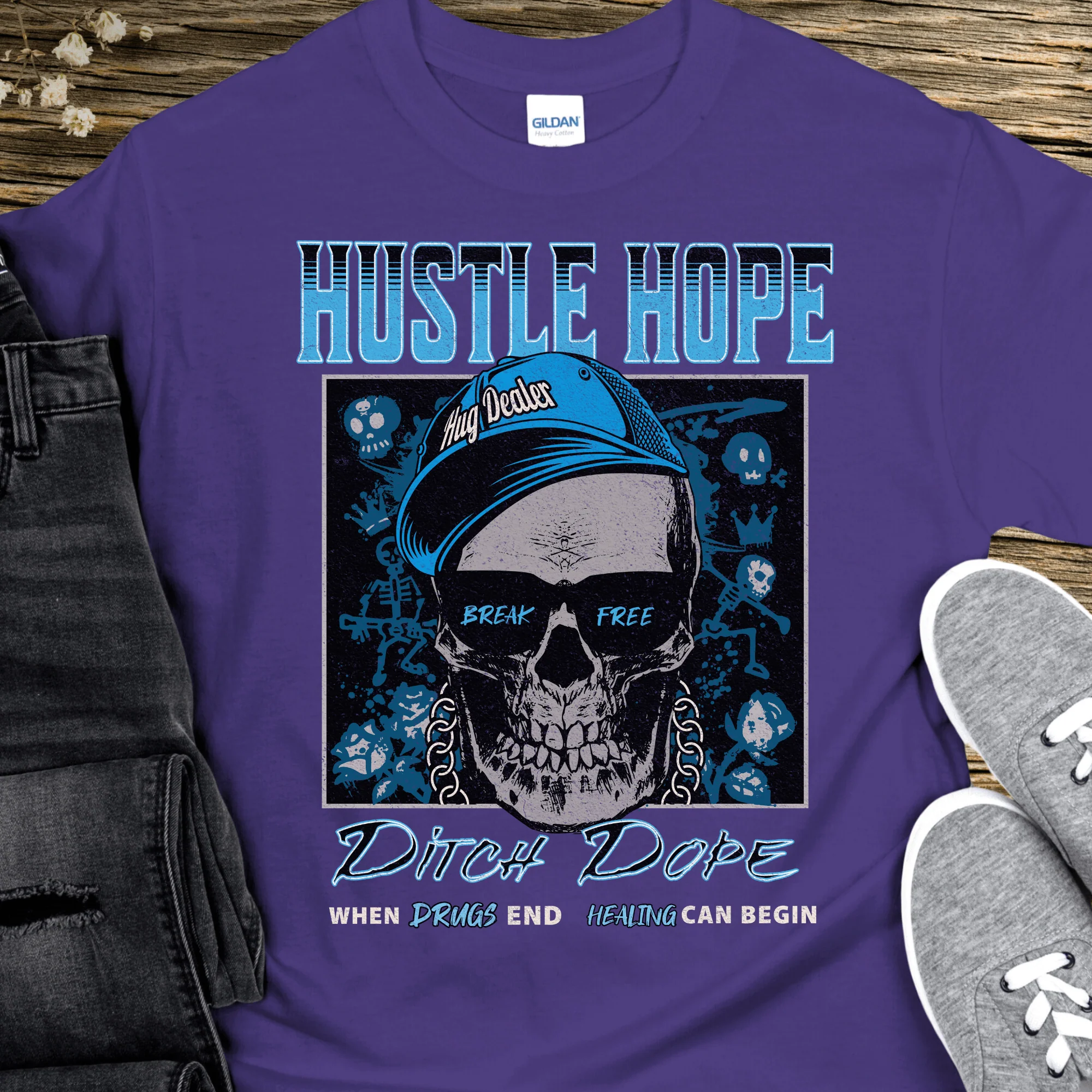 Recovery T-Shirt | Inspiring Sobriety |  Hustle Hope, Ditch Dope - Image 6