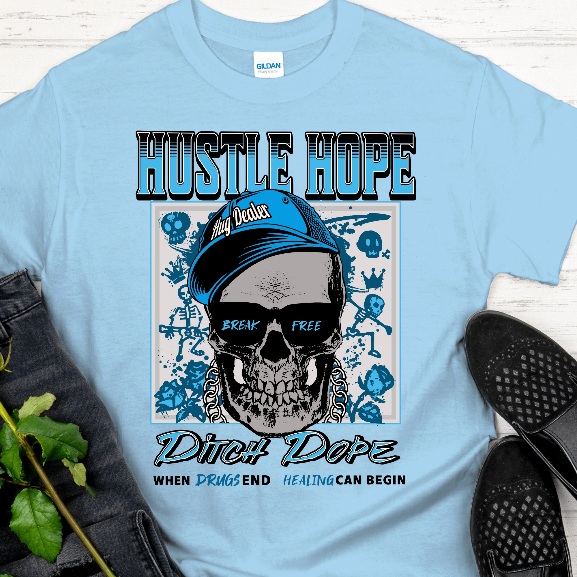 Recovery T-Shirt | Inspiring Sobriety |  Hustle Hope, Ditch Dope - Image 8