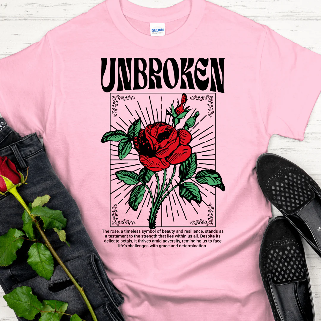 Recovery T-Shirt | Inspiring Sobriety | Unbroken Rose - Image 3