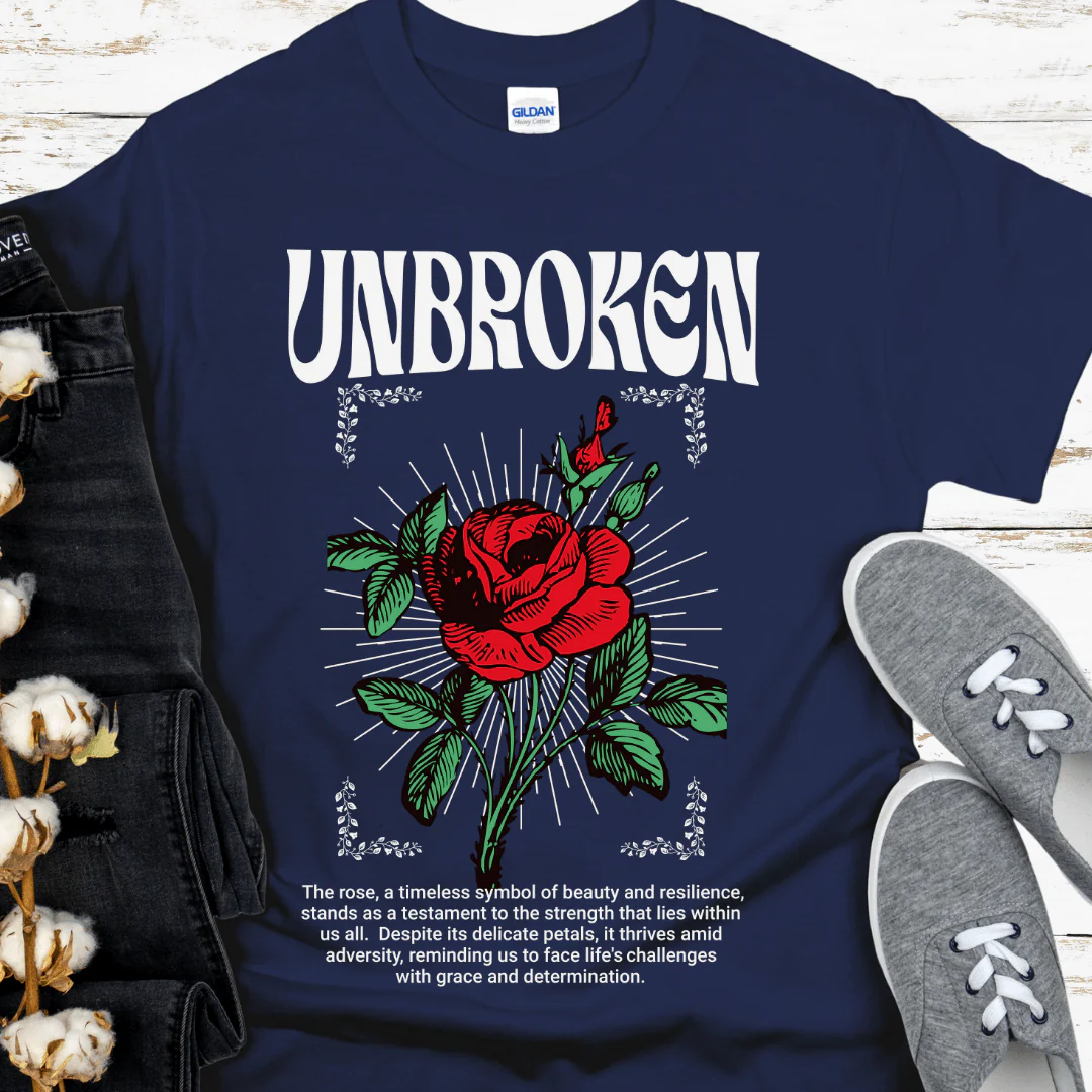 Recovery T-Shirt | Inspiring Sobriety | Unbroken Rose - Image 4