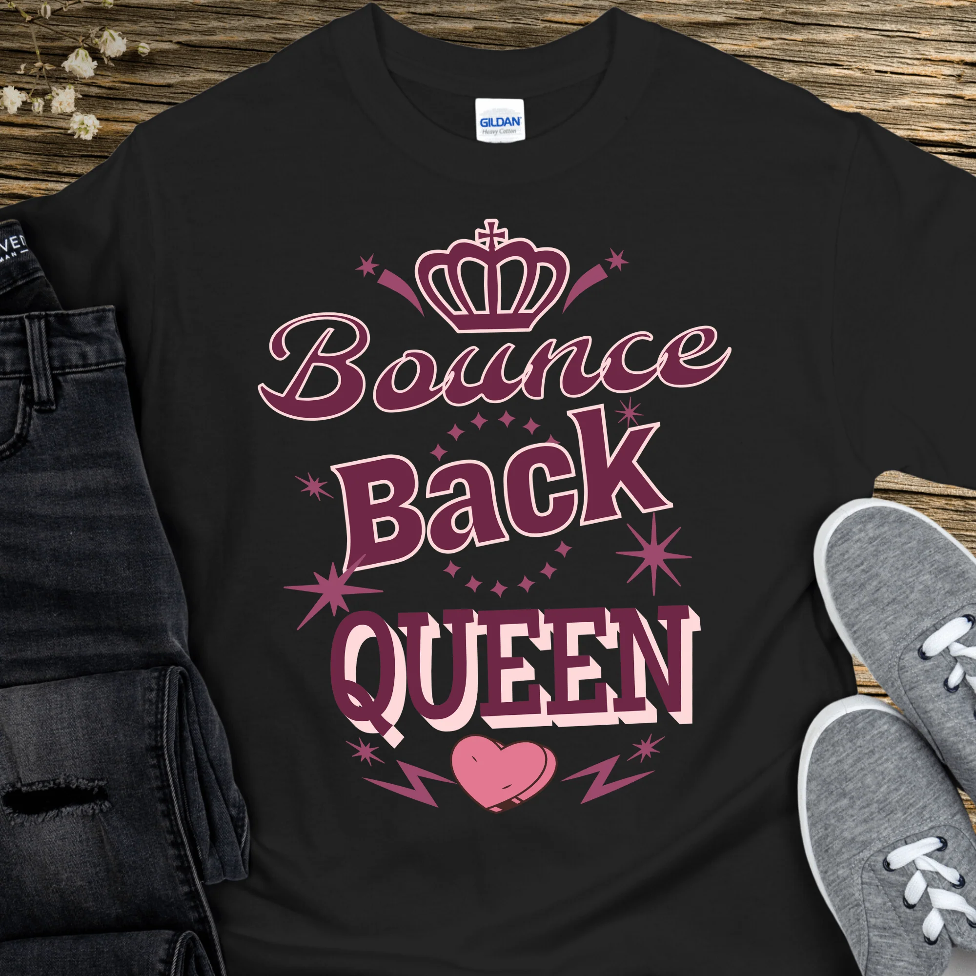 Recovery T-Shirt | Inspiring Sobriety |  Bounce Back Queen - Image 3