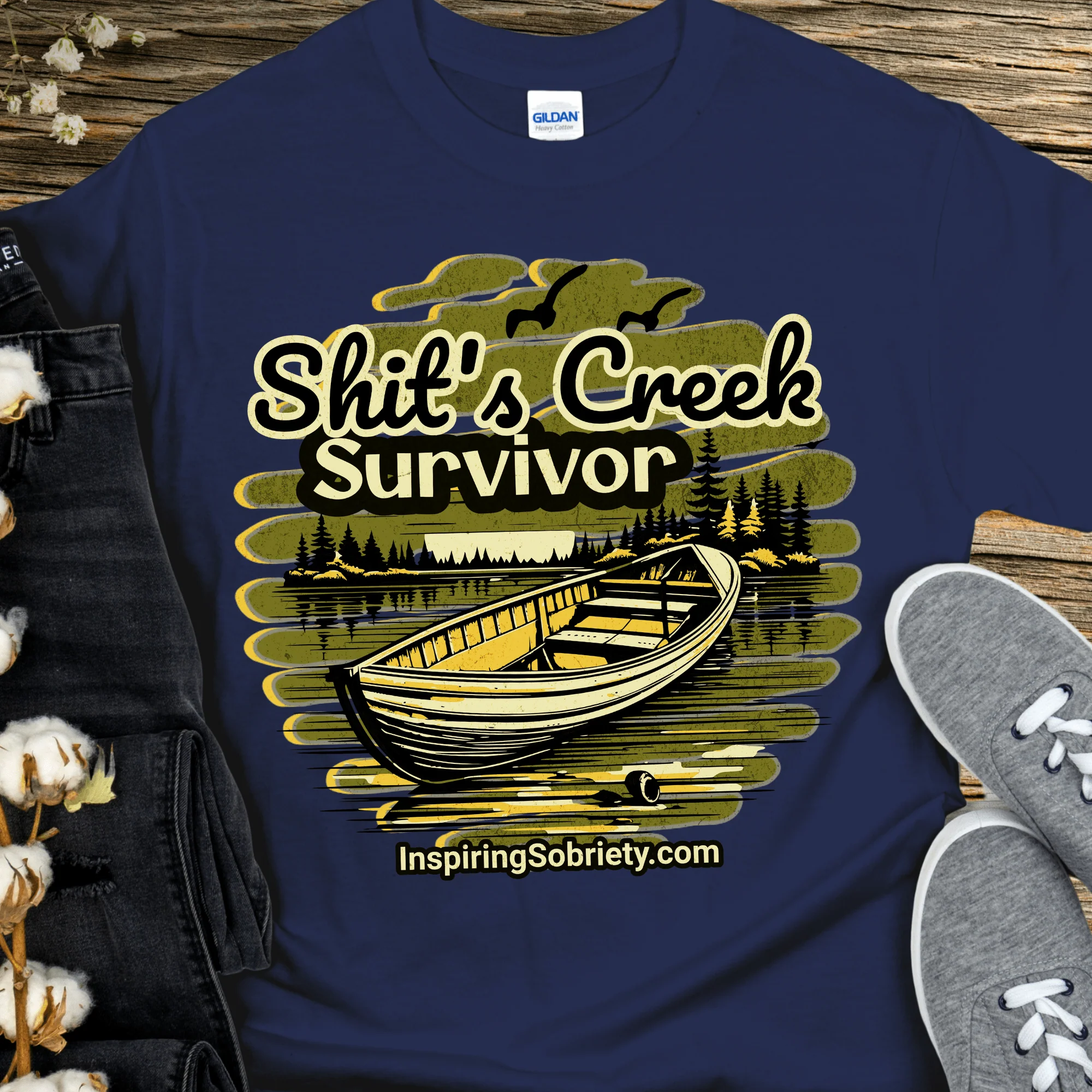 Recovery T-Shirt | Inspiring Sobriety |  Sh!t's Creek Survivor - Image 3