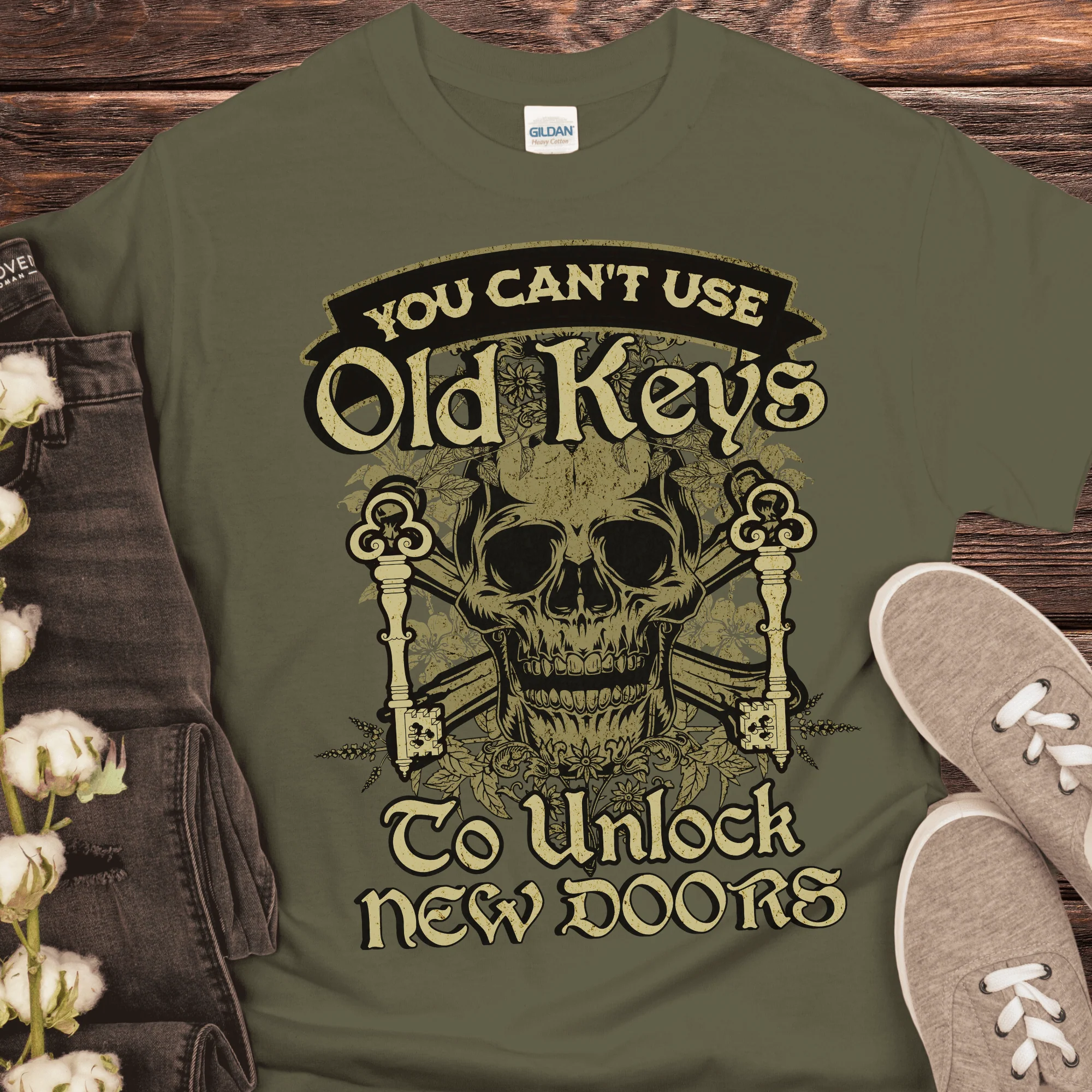 Recovery T-Shirt | Inspiring Sobriety |  You Can't Use Old Keys To Unlock New Doors - Image 2
