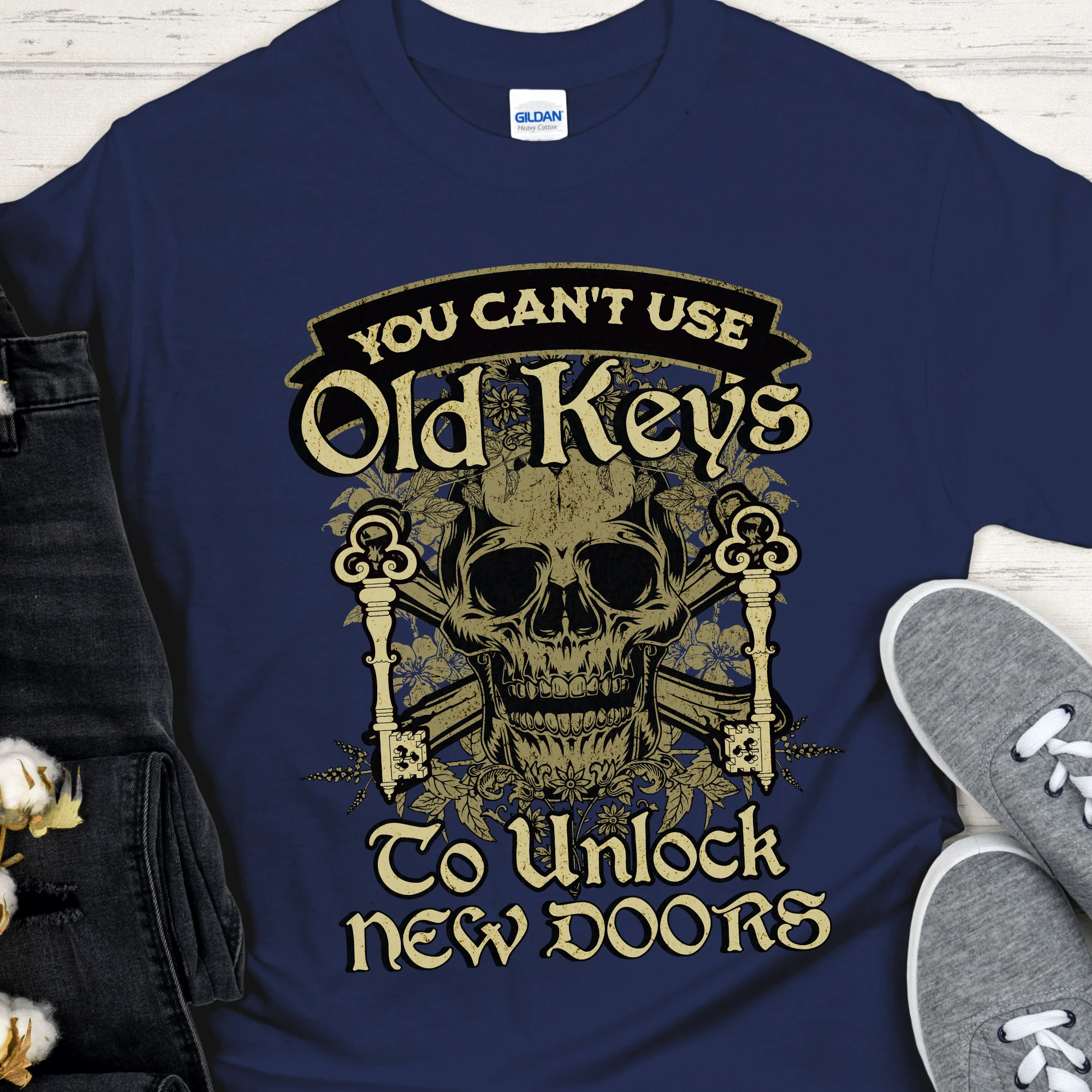 Recovery T-Shirt | Inspiring Sobriety |  You Can't Use Old Keys To Unlock New Doors - Image 3