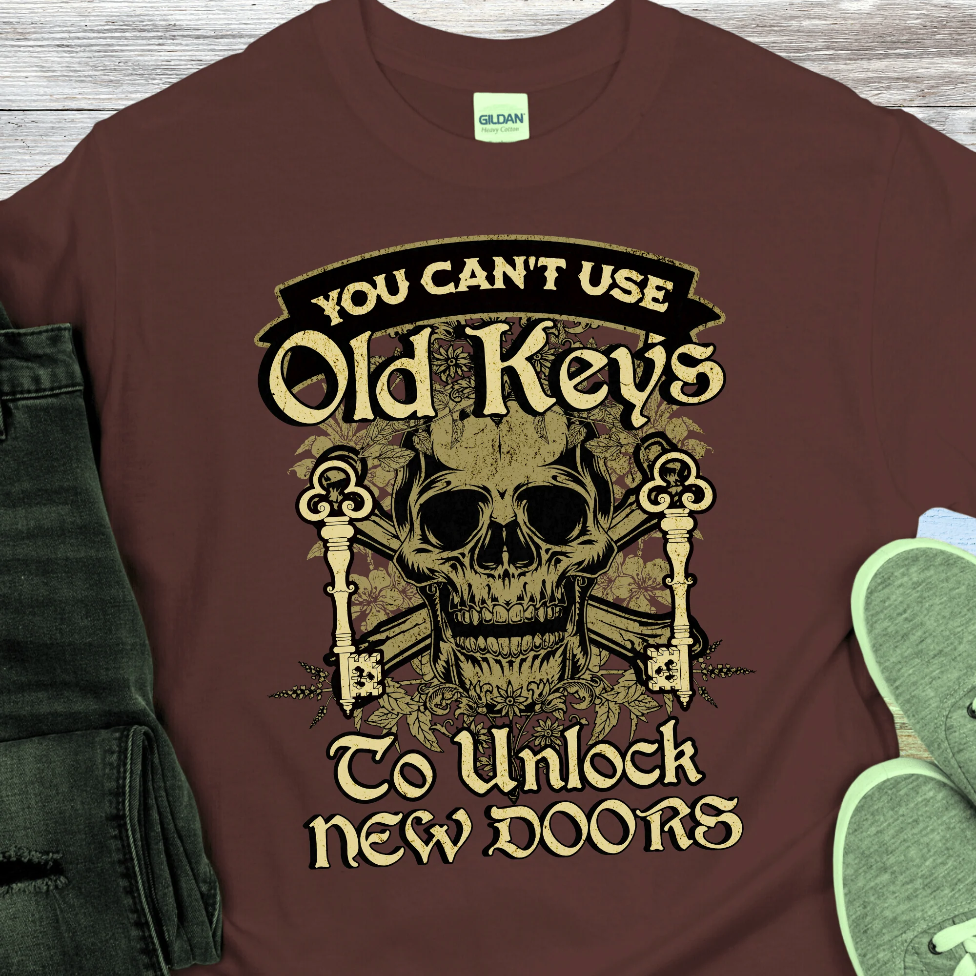 Recovery T-Shirt | Inspiring Sobriety |  You Can't Use Old Keys To Unlock New Doors - Image 5