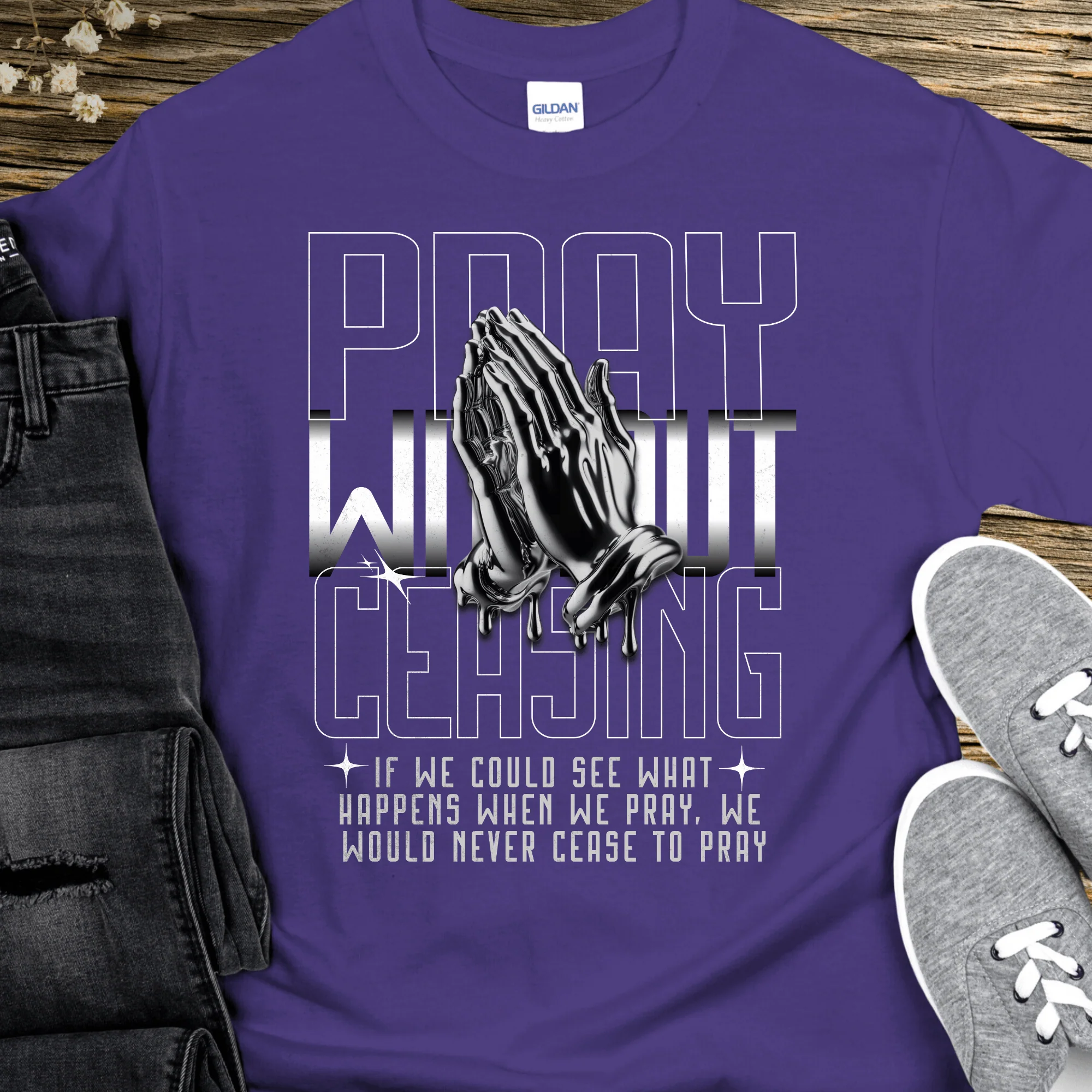 Recovery T-Shirt | Inspiring Sobriety |  Pray Without Ceasing - Image 3