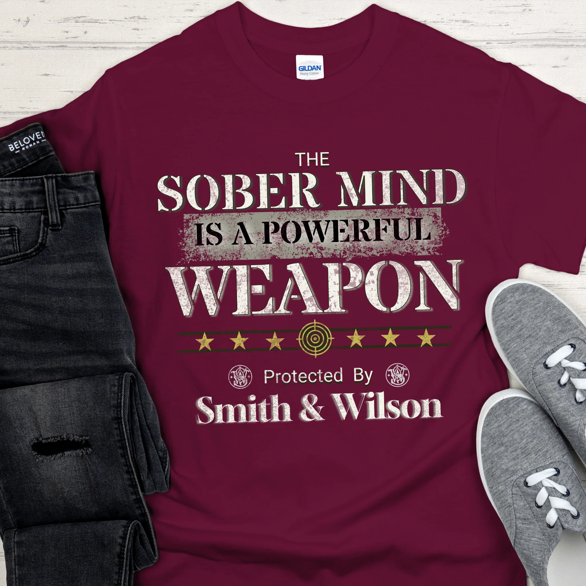 Recovery T-Shirt | Inspiring Sobriety |  The Sober Mind  Is a Powerful Weapon - Image 4