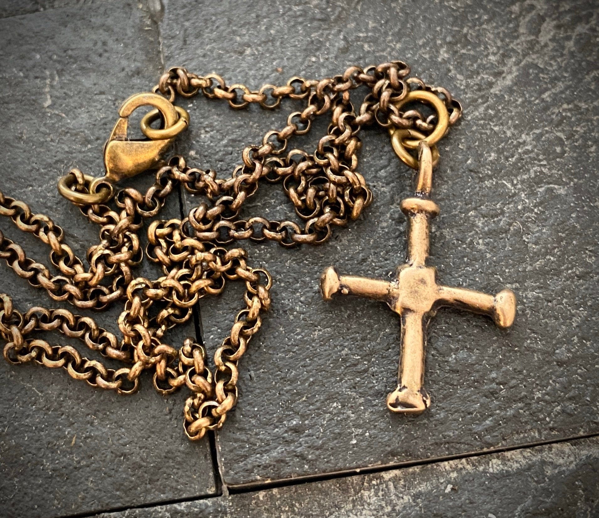 Ancient Viking Cross Antiqued Solid Bronze Necklace | Inspiring Sobriety - Image 3