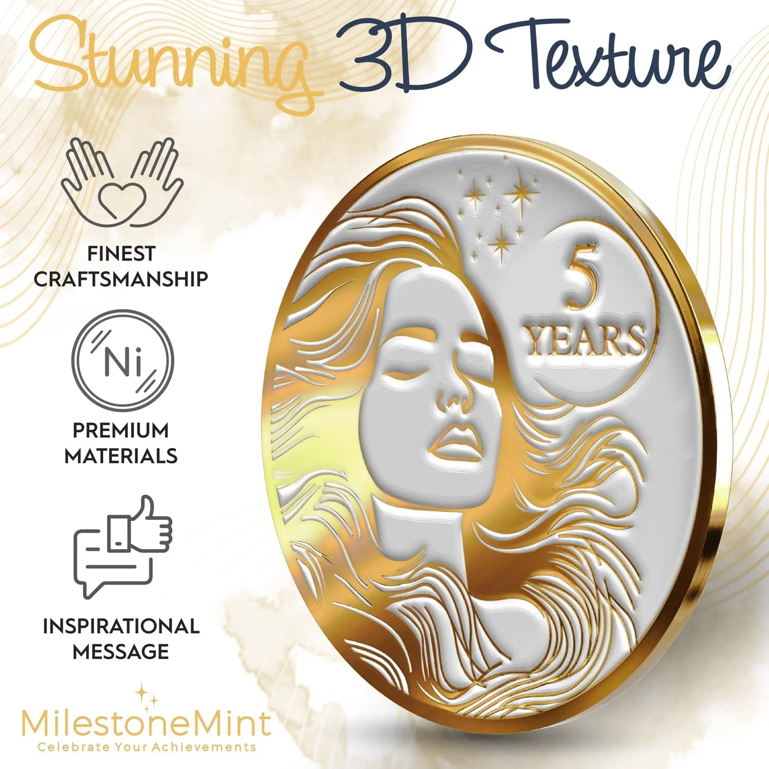 Recovery Medallion Coin I Inspiring Sobriety I Womens AA Milestone Gold - Image 35