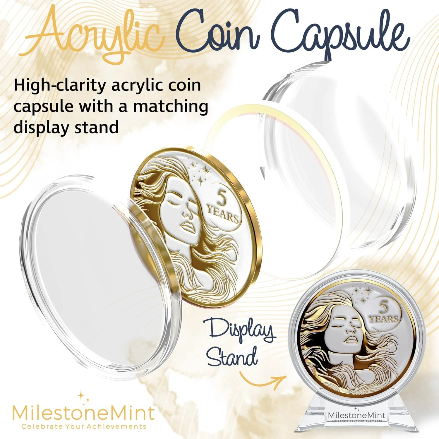 Recovery Medallion Coin I Inspiring Sobriety I Womens AA Milestone Gold - Image 37