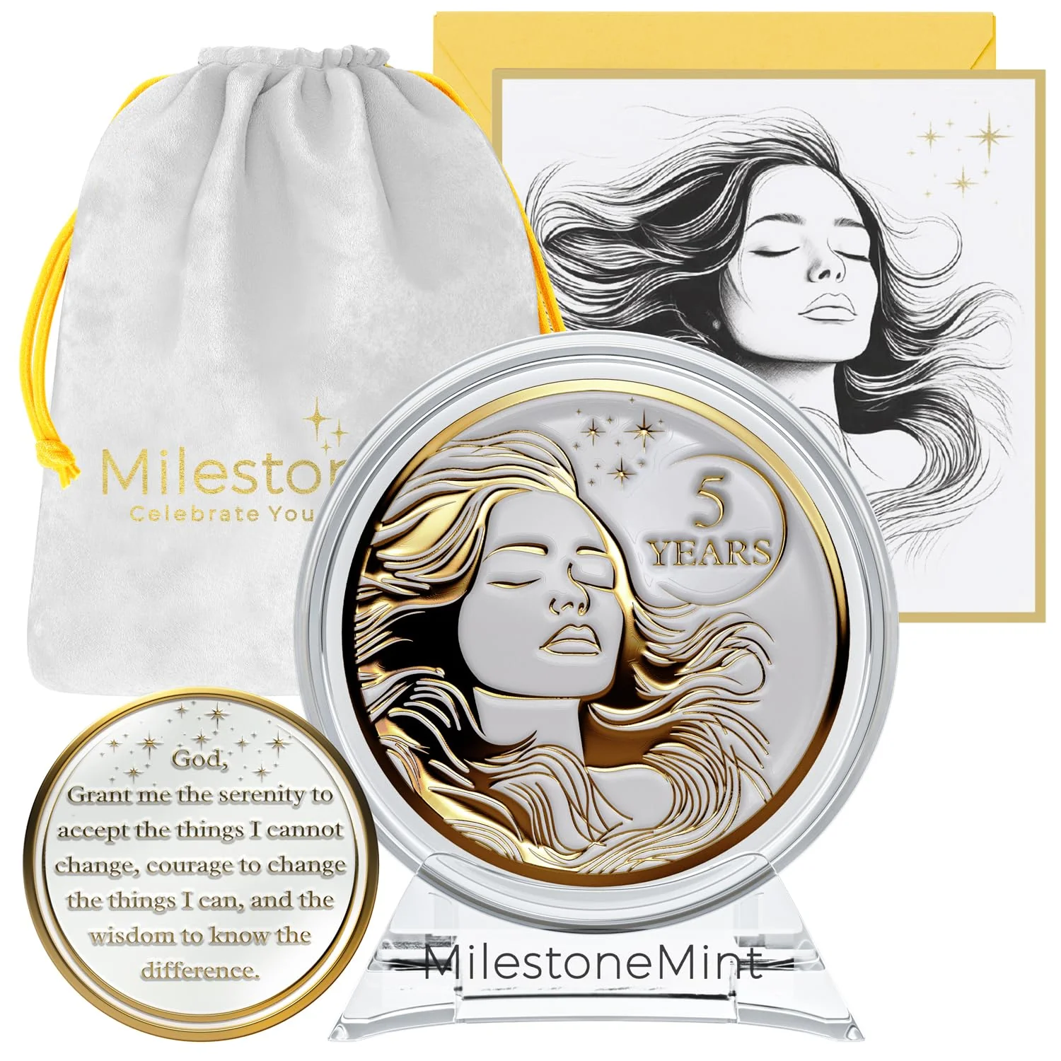 Recovery Medallion Coin I Inspiring Sobriety I Womens AA Milestone Gold - Image 40