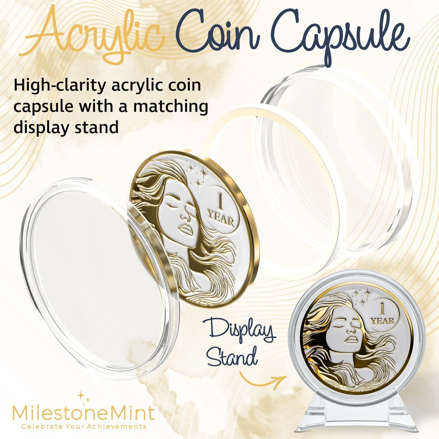 Recovery Medallion Coin I Inspiring Sobriety I Womens AA Milestone Gold - Image 45