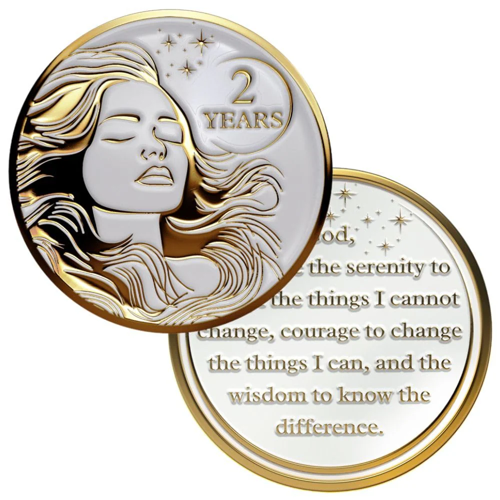Recovery Medallion Coin I Inspiring Sobriety I Womens AA Milestone Gold - Image 9